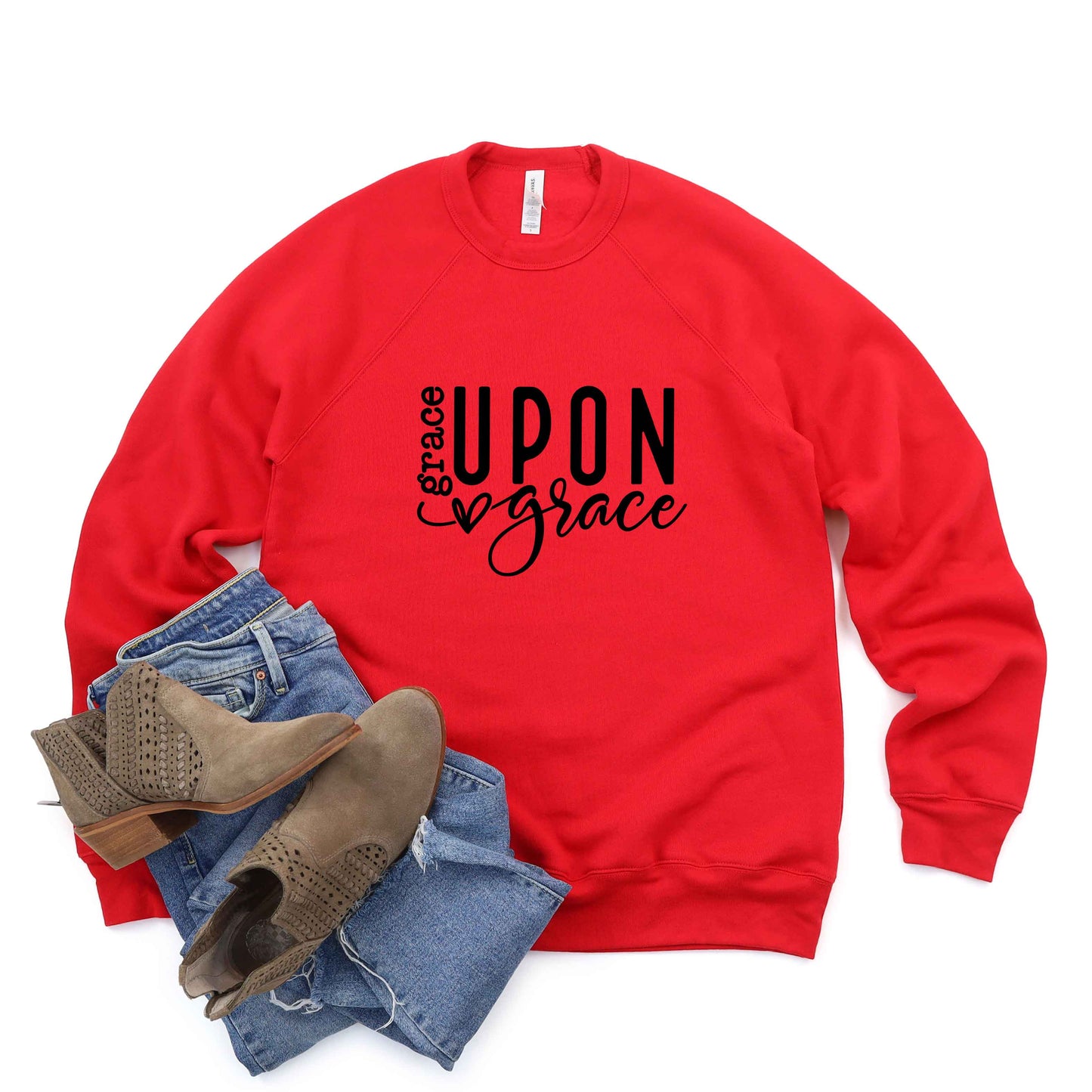 Grace Upon Grace Heart | Bella Canvas Premium Sweatshirt