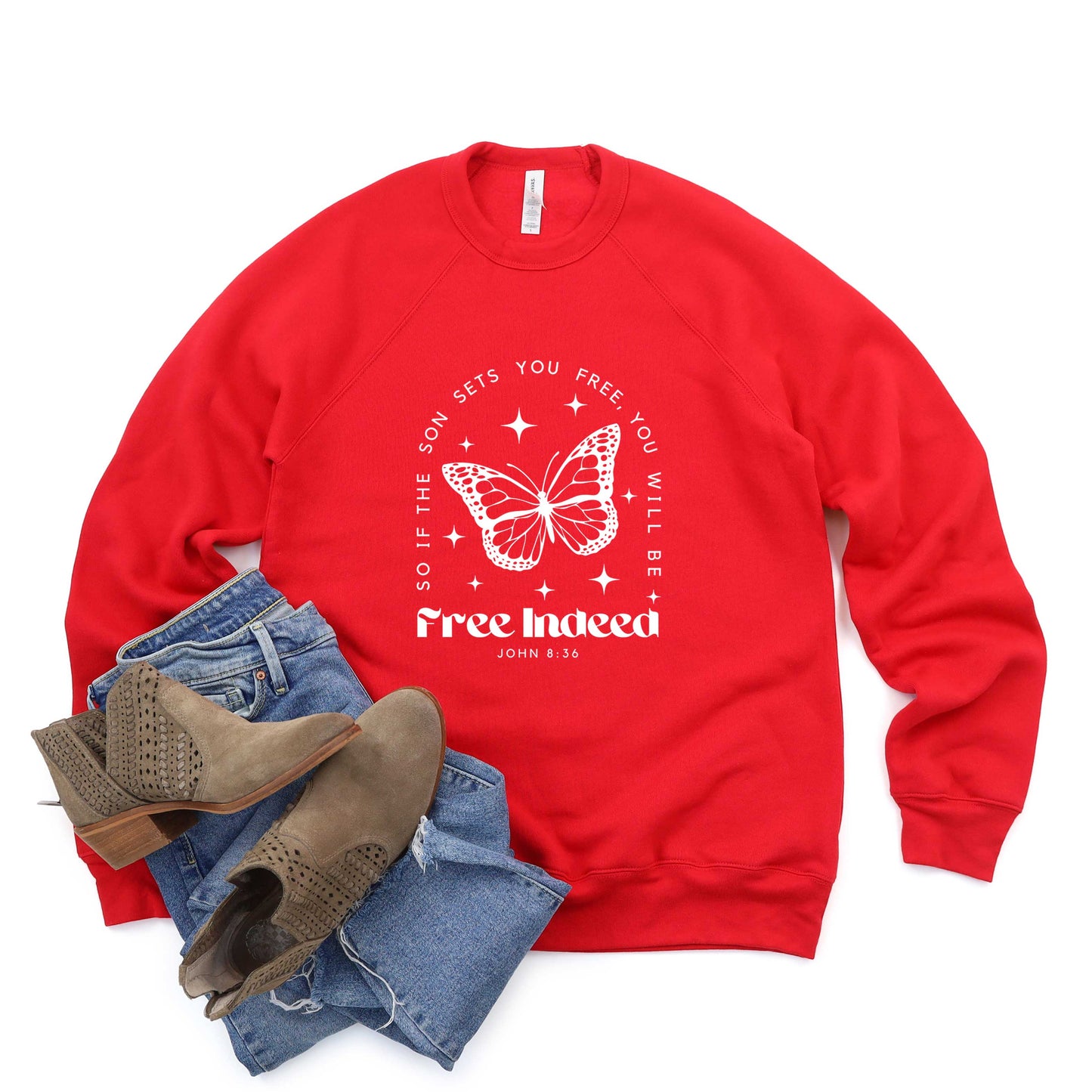 Free Indeed Butterfly | Bella Canvas Premium Sweatshirt