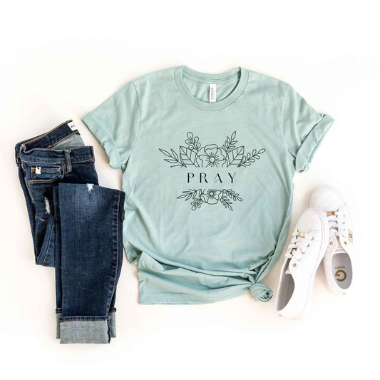 Pray Floral | Short Sleeve Crew Neck