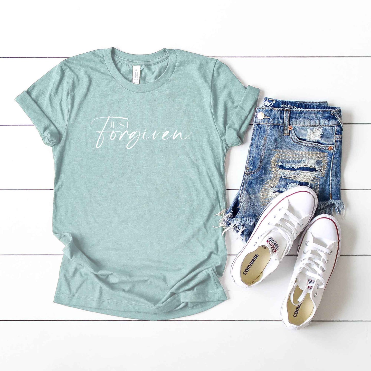 Just Forgiven Cursive | Short Sleeve Crew Neck