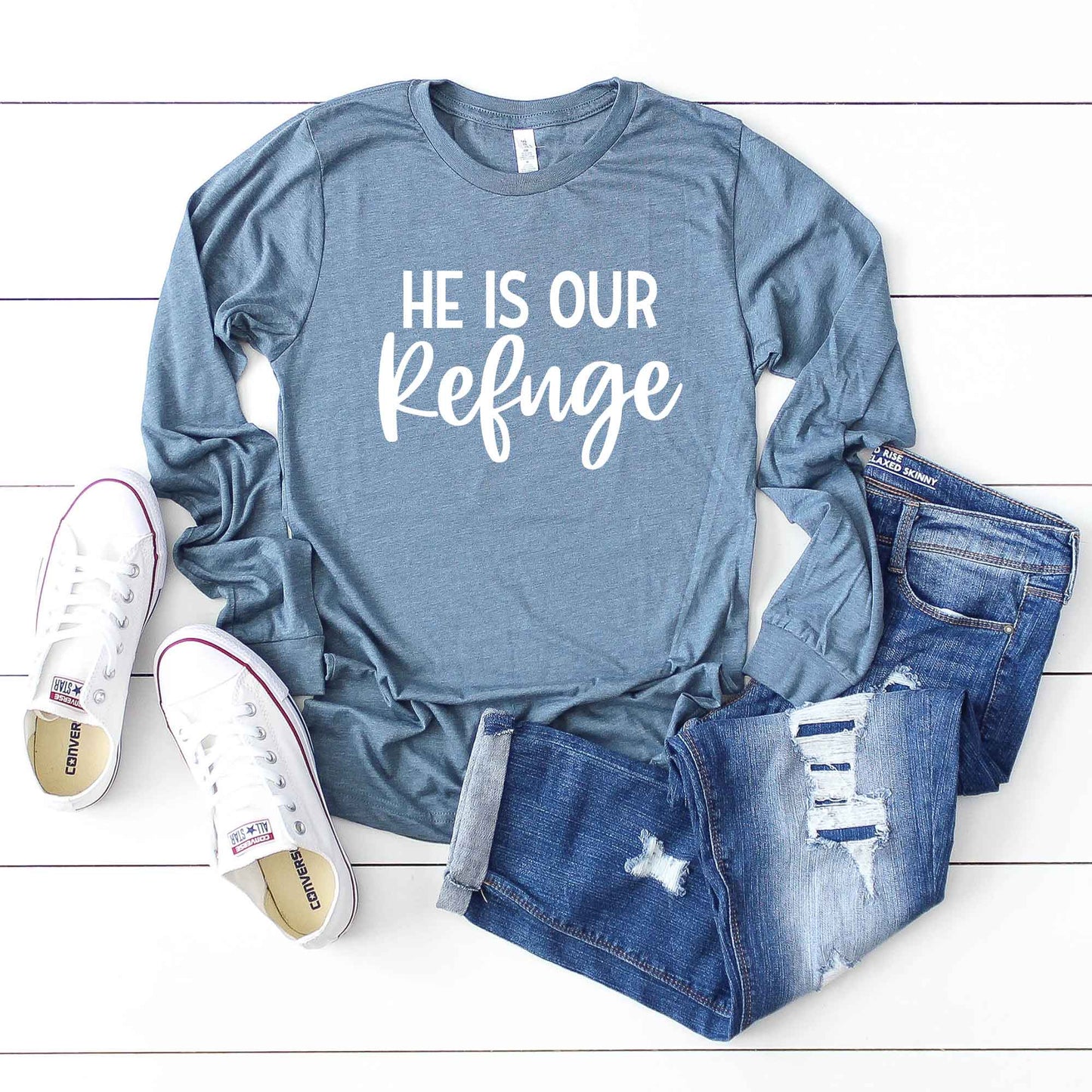 He Is Our Refuge | Long Sleeve Crew Neck