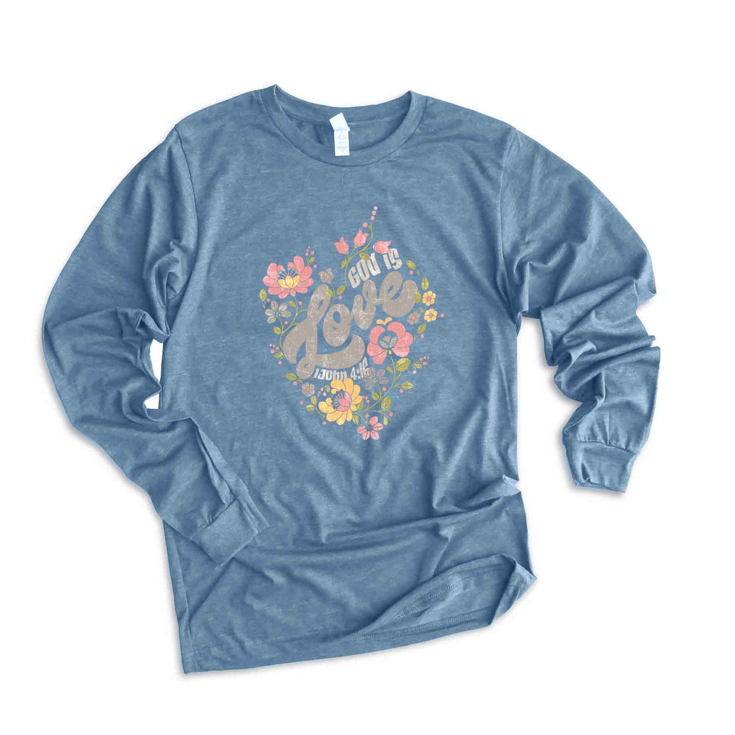 God Is Love Flowers | Long Sleeve Crew Neck