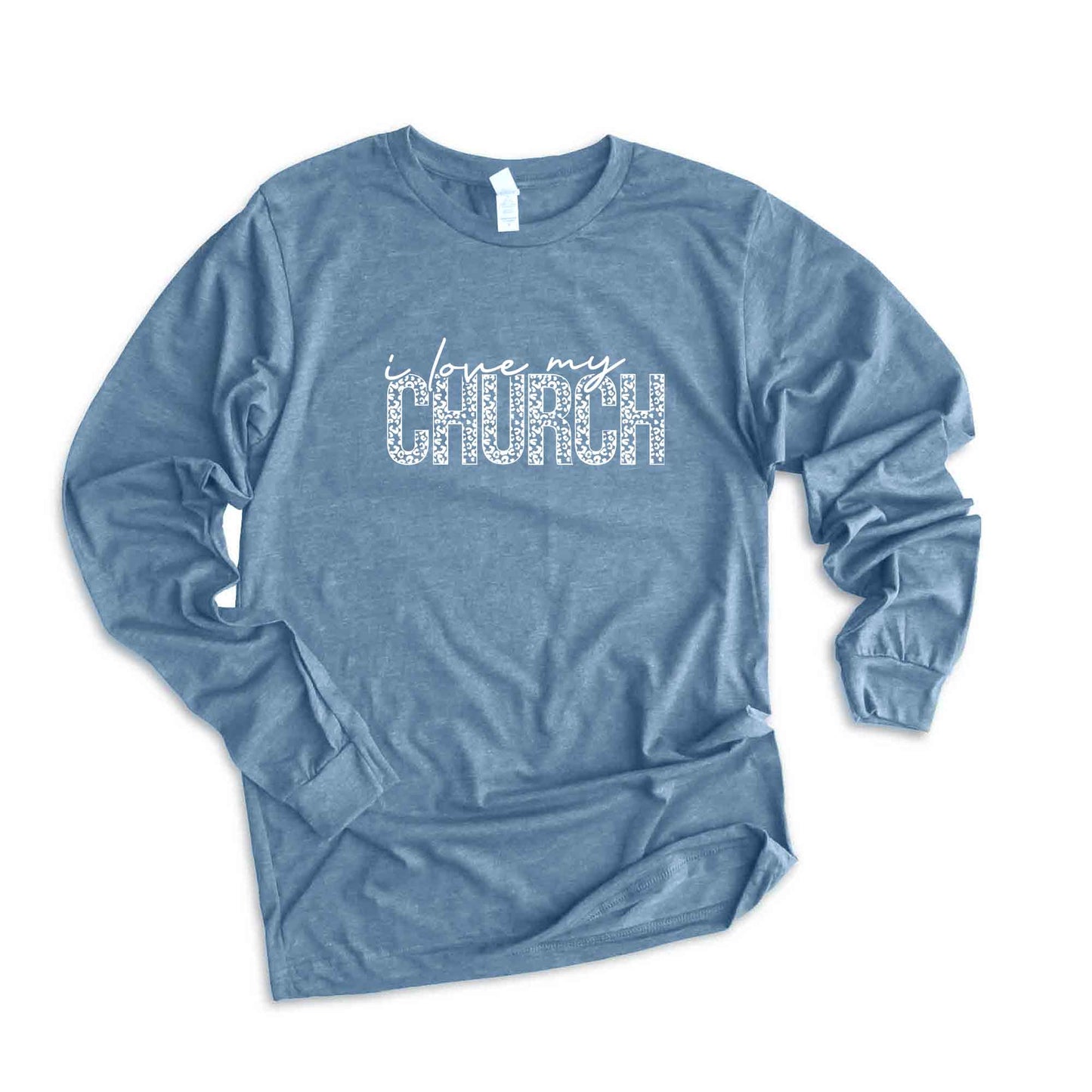 I Love My Church Leopard | Long Sleeve Crew Neck