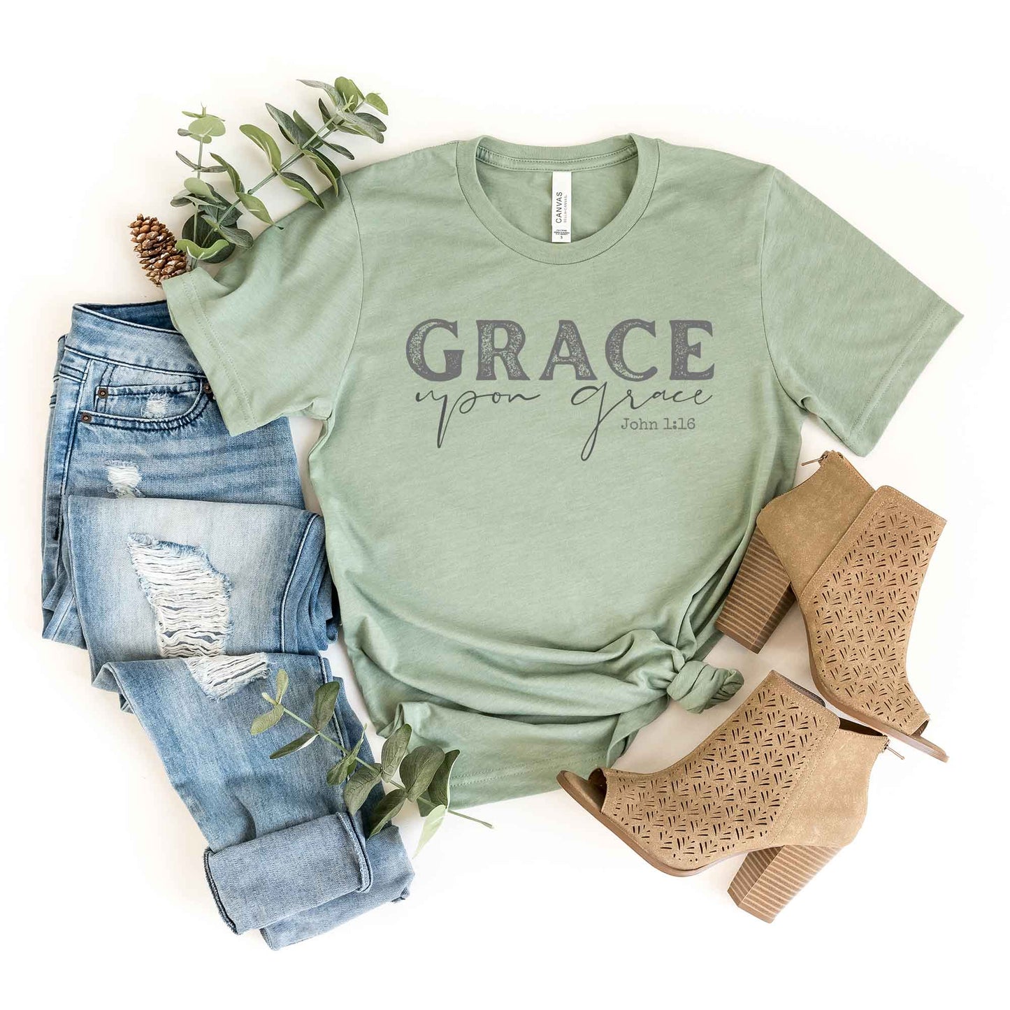 Grace Upon Grace Cursive | Short Sleeve Crew Neck