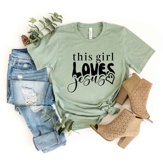 This Girl Loves Jesus Heart | Short Sleeve Crew Neck