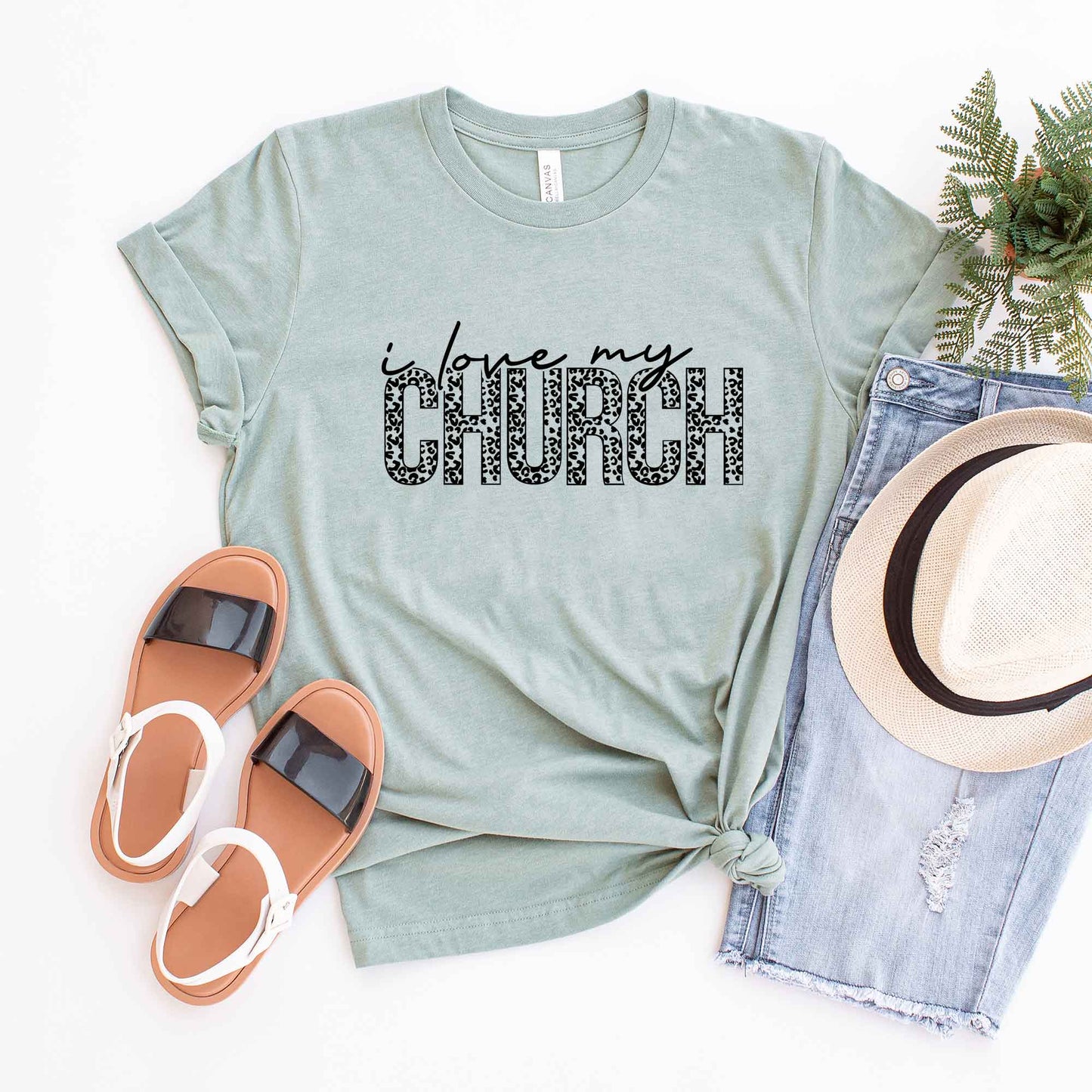 I Love My Church Leopard | Short Sleeve Crew Neck