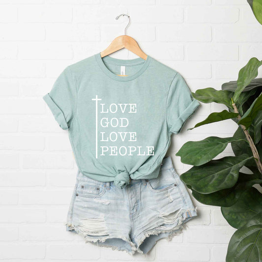 Love God Love People Cross | Short Sleeve Crew Neck