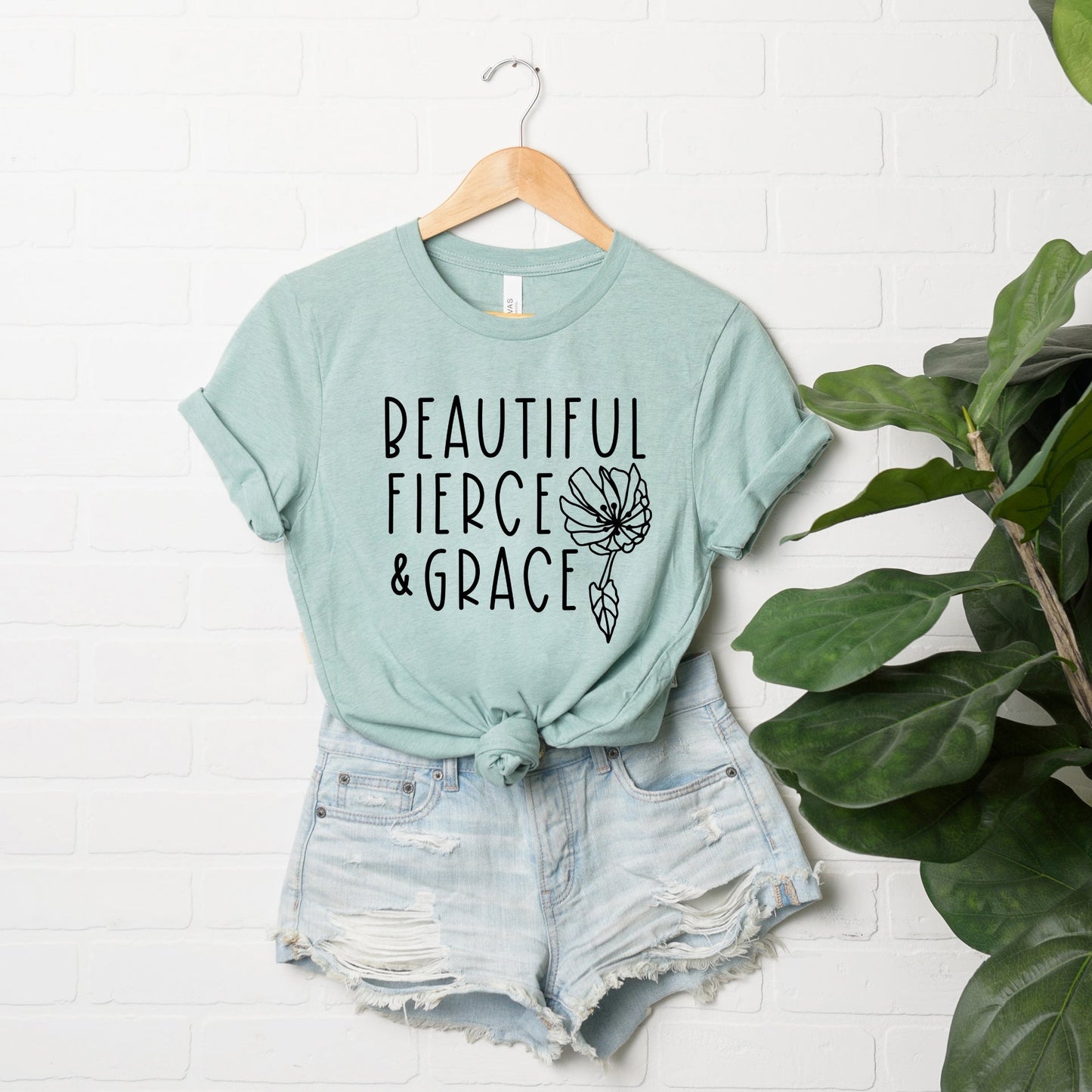 Beautiful Fierce And Grace | Short Sleeve Crew Neck