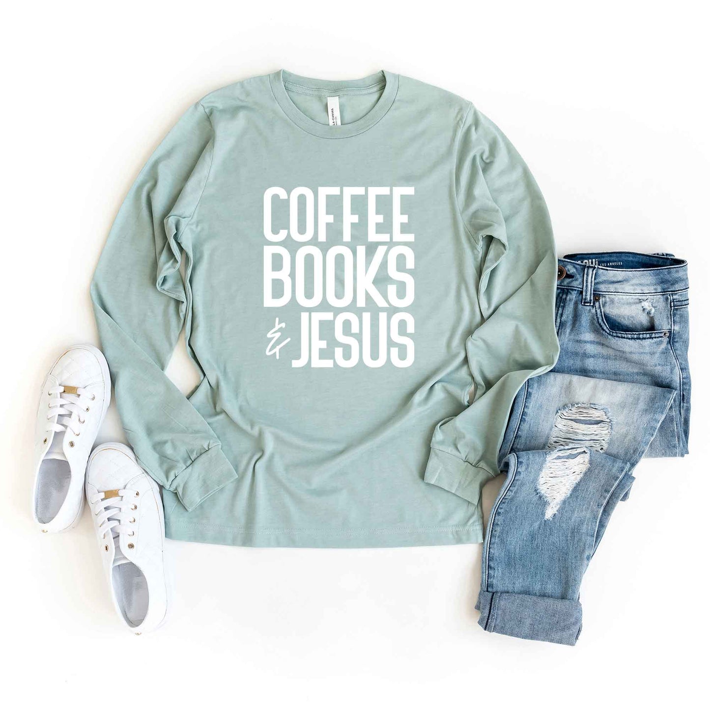 Coffee Books Jesus | Long Sleeve Crew Neck