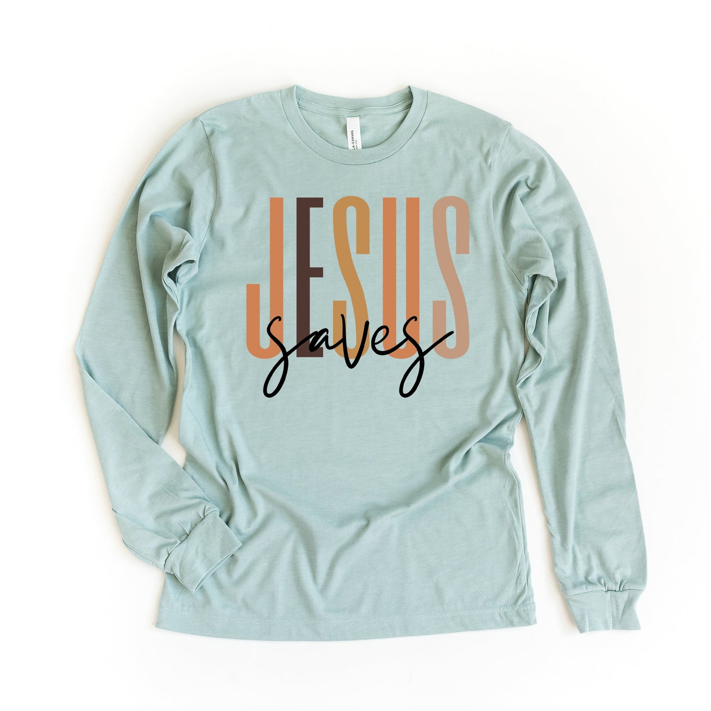 Jesus Saves Cursive | Long Sleeve Crew Neck