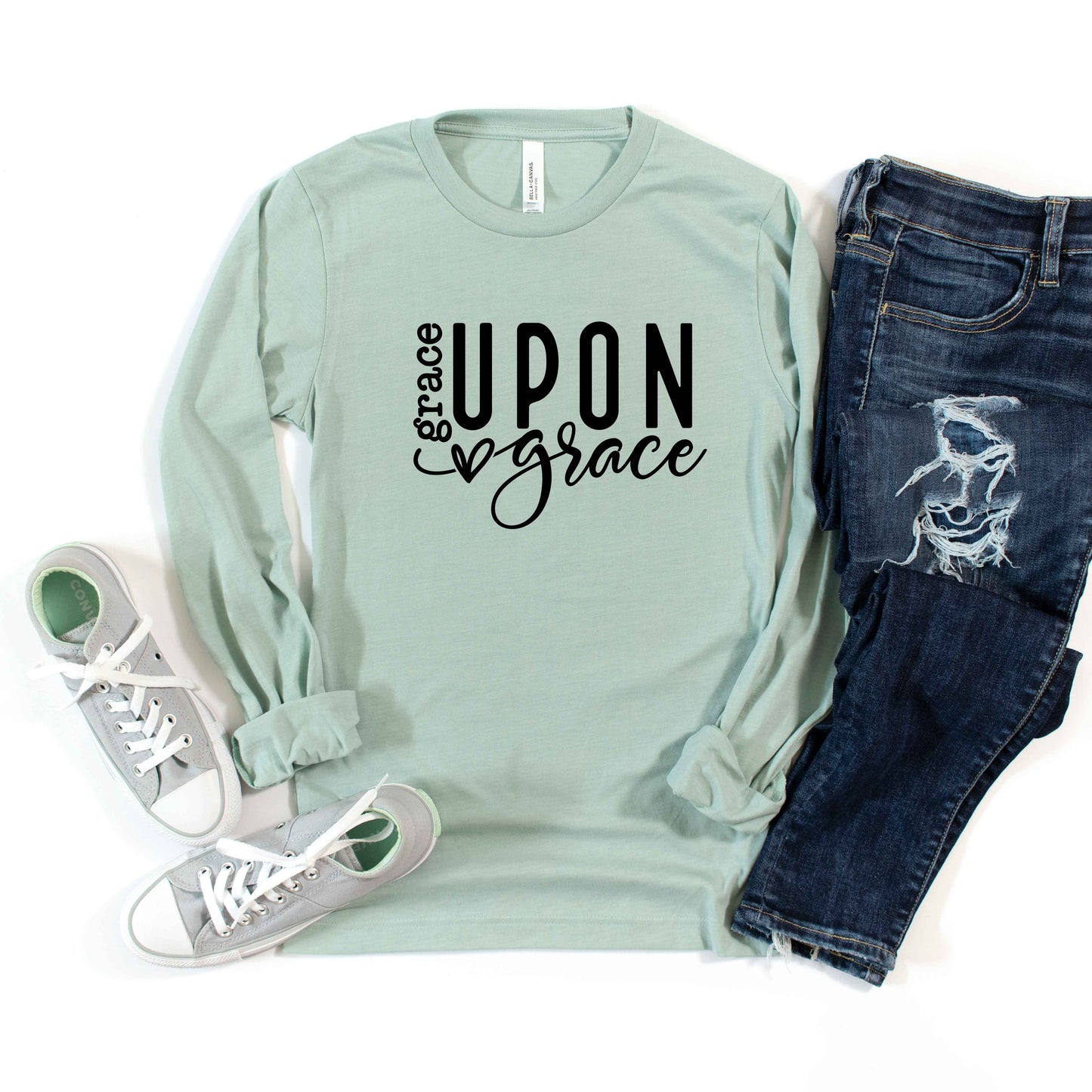 Grace Upon Grace Heart | Long Sleeve Crew Neck