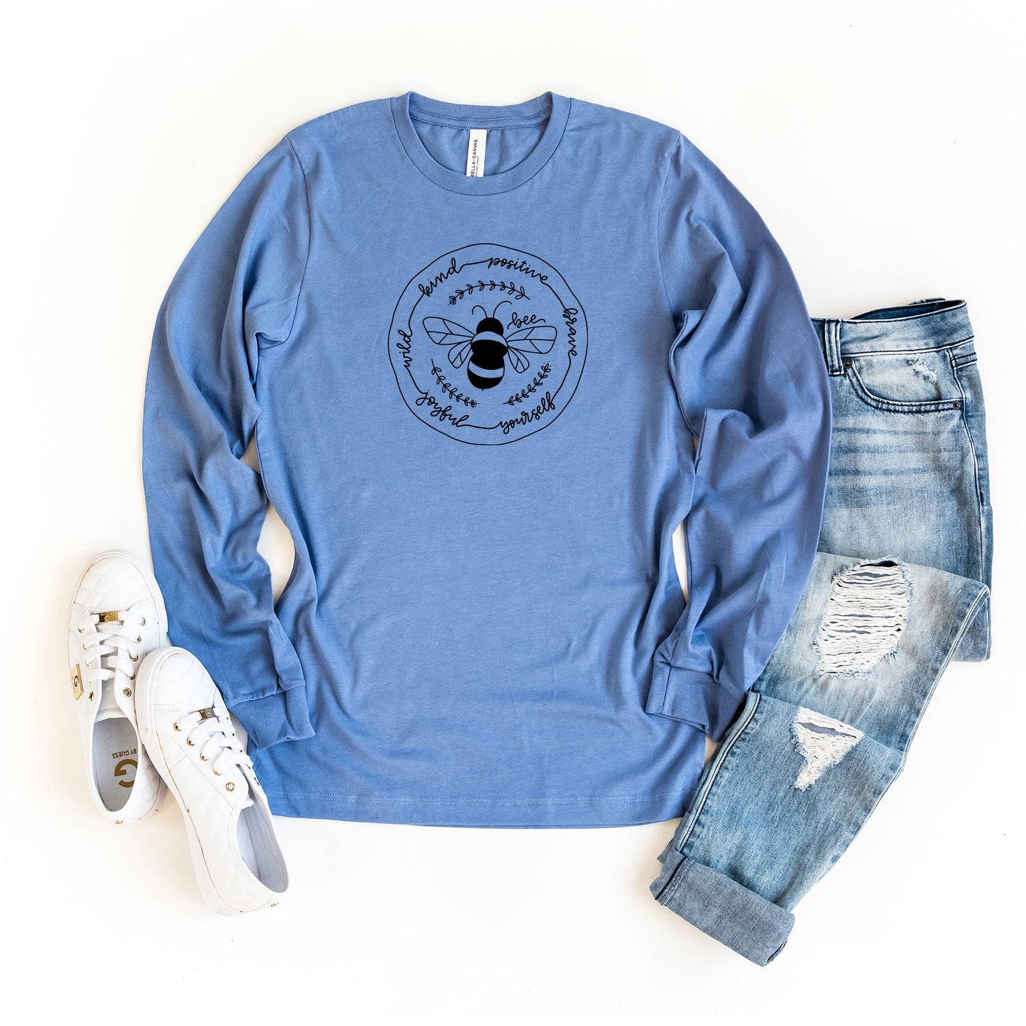 Bee Kind Positive Brave | Long Sleeve Crew Neck