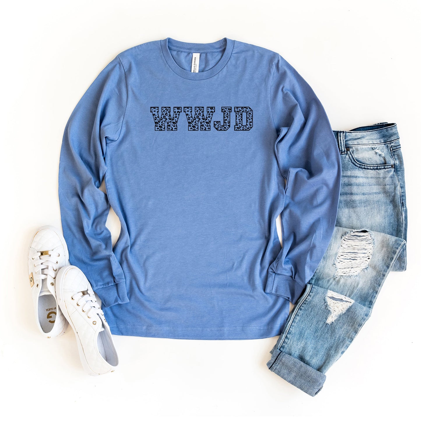 WWJD Leopard | Long Sleeve Crew Neck