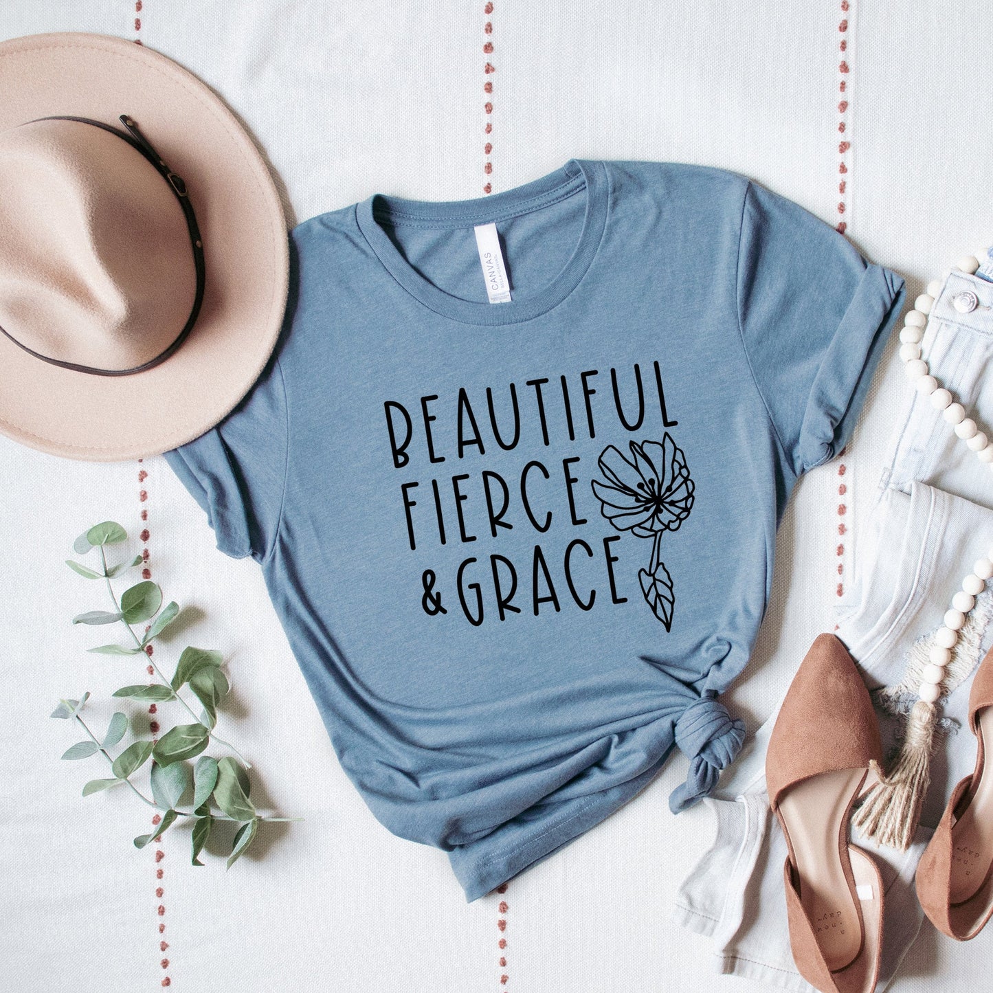 Beautiful Fierce And Grace | Short Sleeve Crew Neck