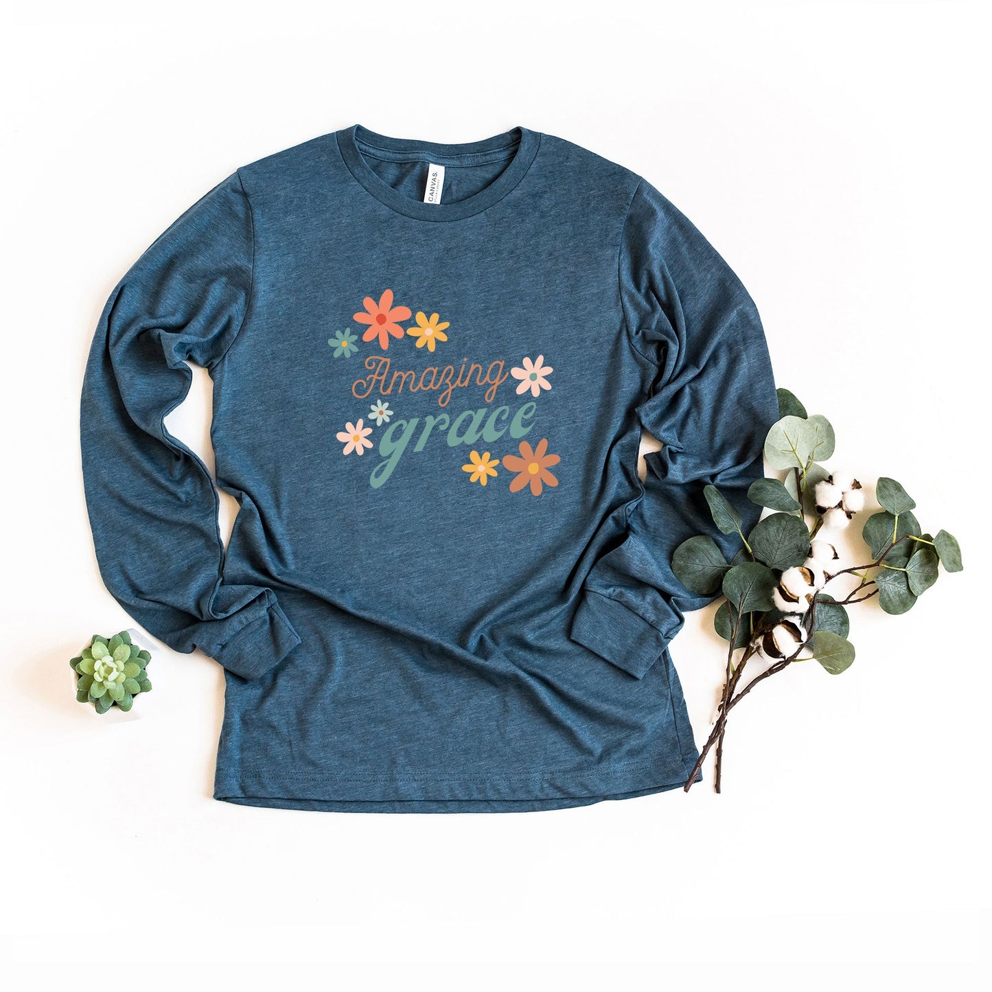 Amazing Grace Flowers | Long Sleeve Crew Neck