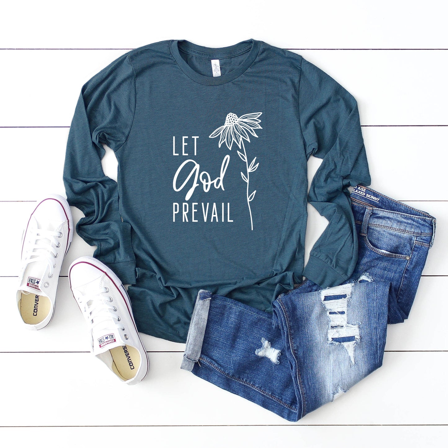 Let God Prevail Floral | Long Sleeve Crew Neck