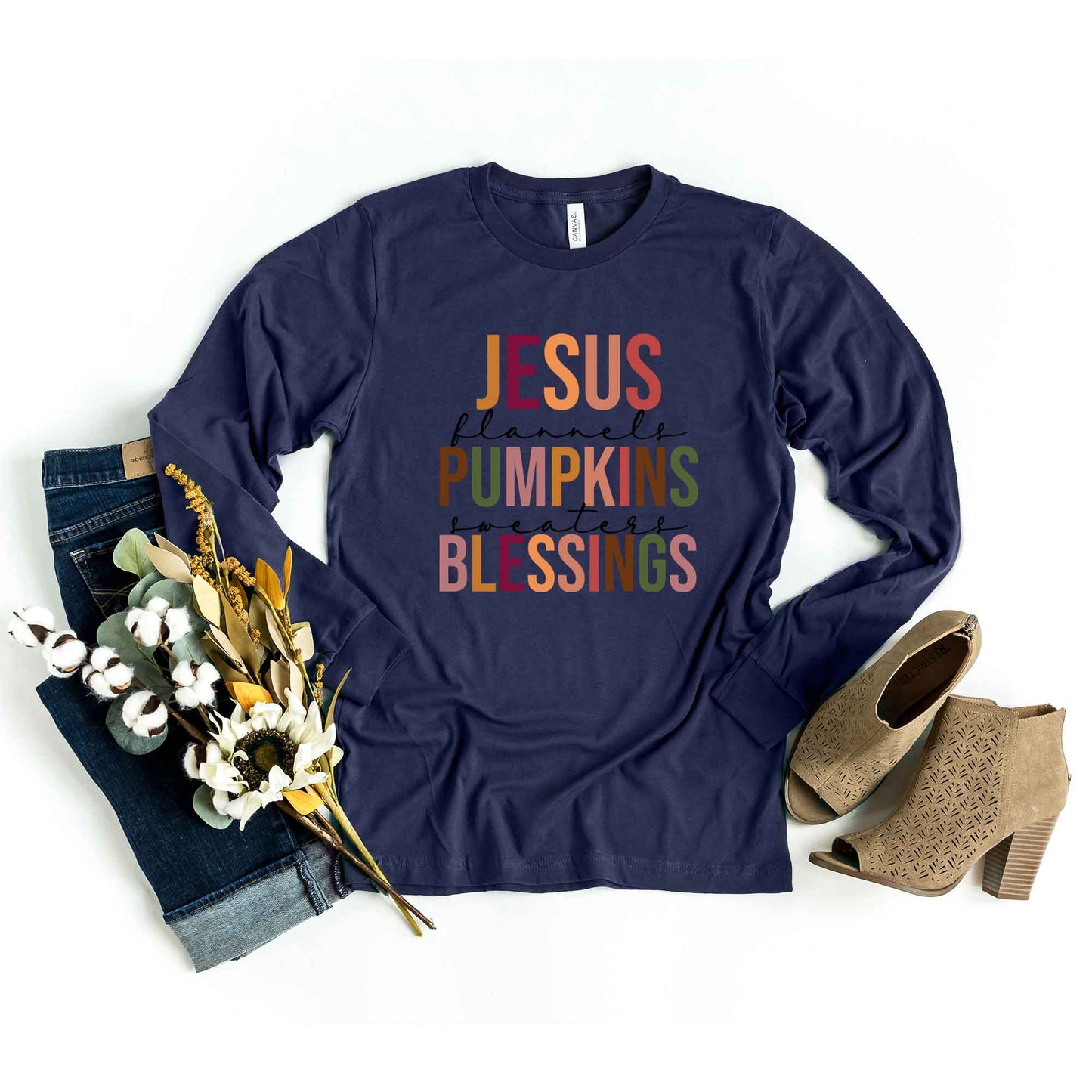 Jesus Pumpkins Blessings | Long Sleeve Crew Neck