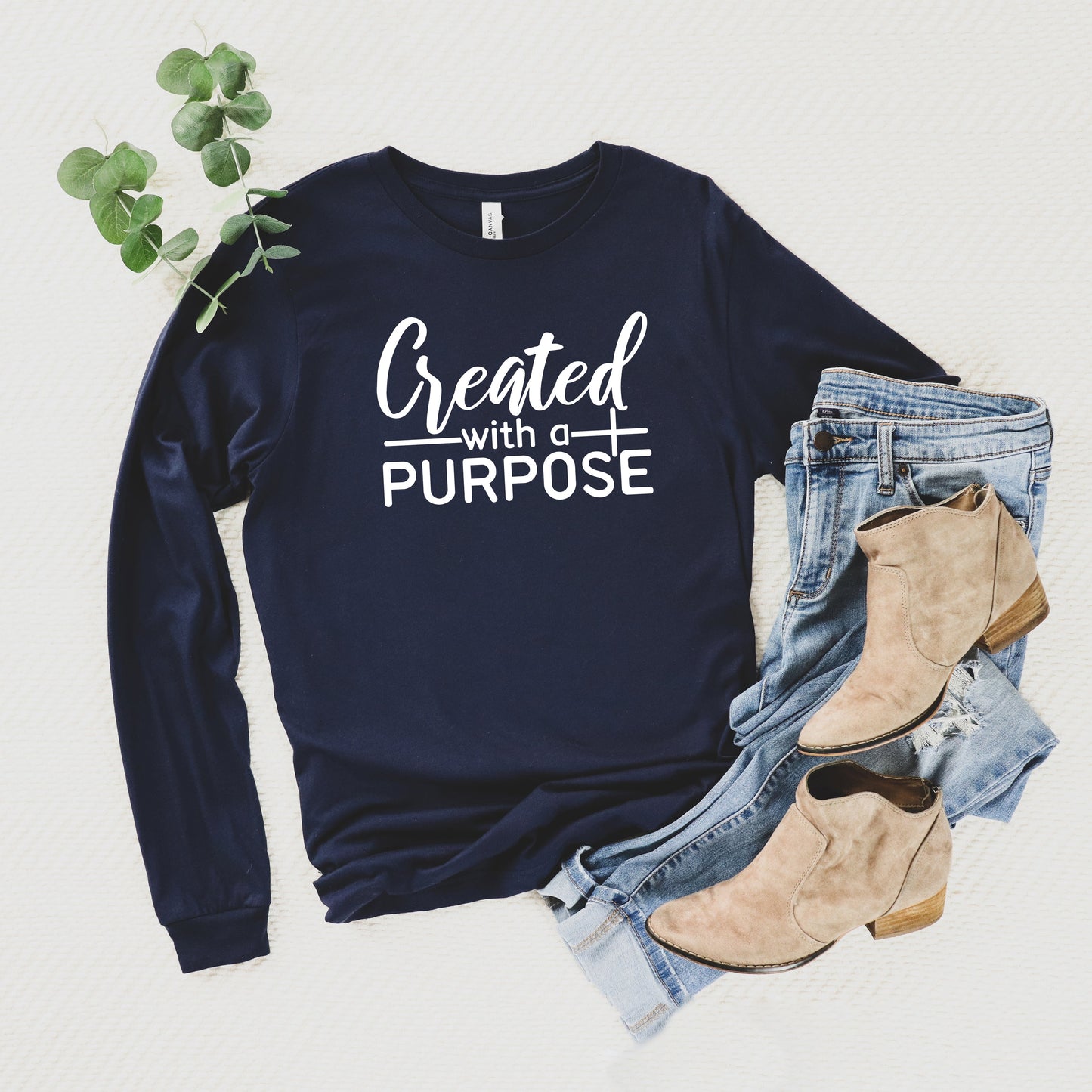 Created With A Purpose Cross | Long Sleeve Crew Neck