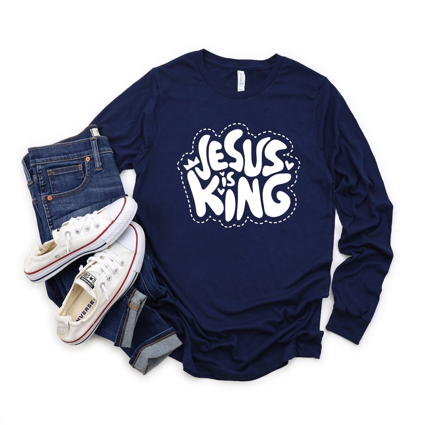 Jesus Is King Hearts | Long Sleeve Crew Neck