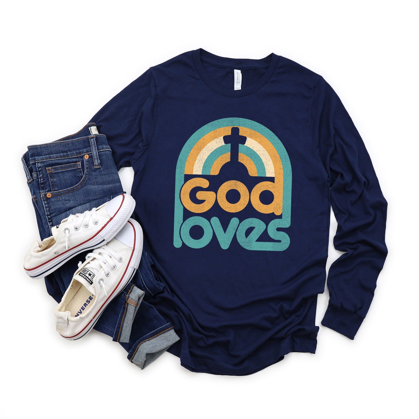 God Loves Rainbow | Long Sleeve Crew Neck