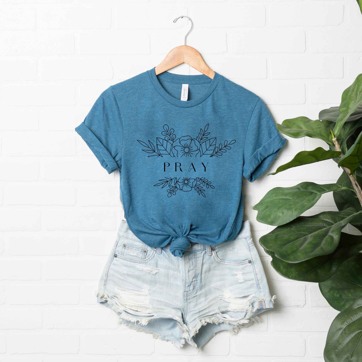 Pray Floral | Short Sleeve Crew Neck