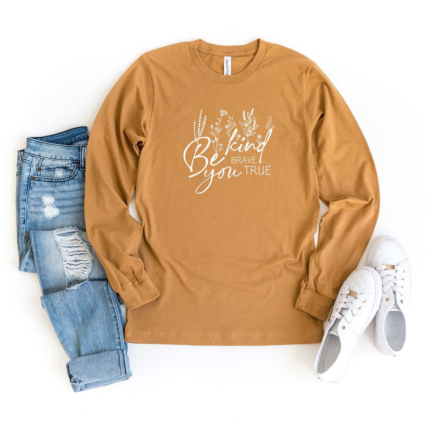 Be Kind Be You Flowers | Long Sleeve Crew Neck