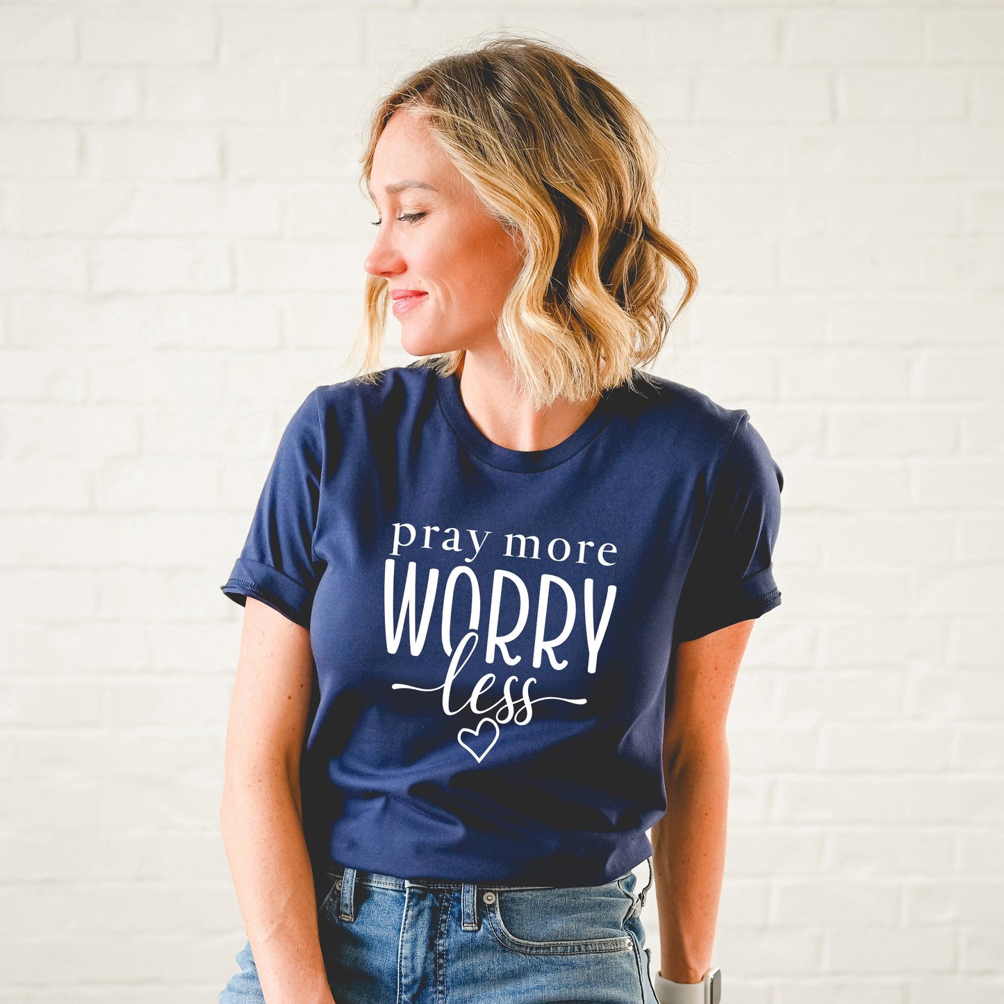 Pray More Worry Less | Short Sleeve Crew Neck