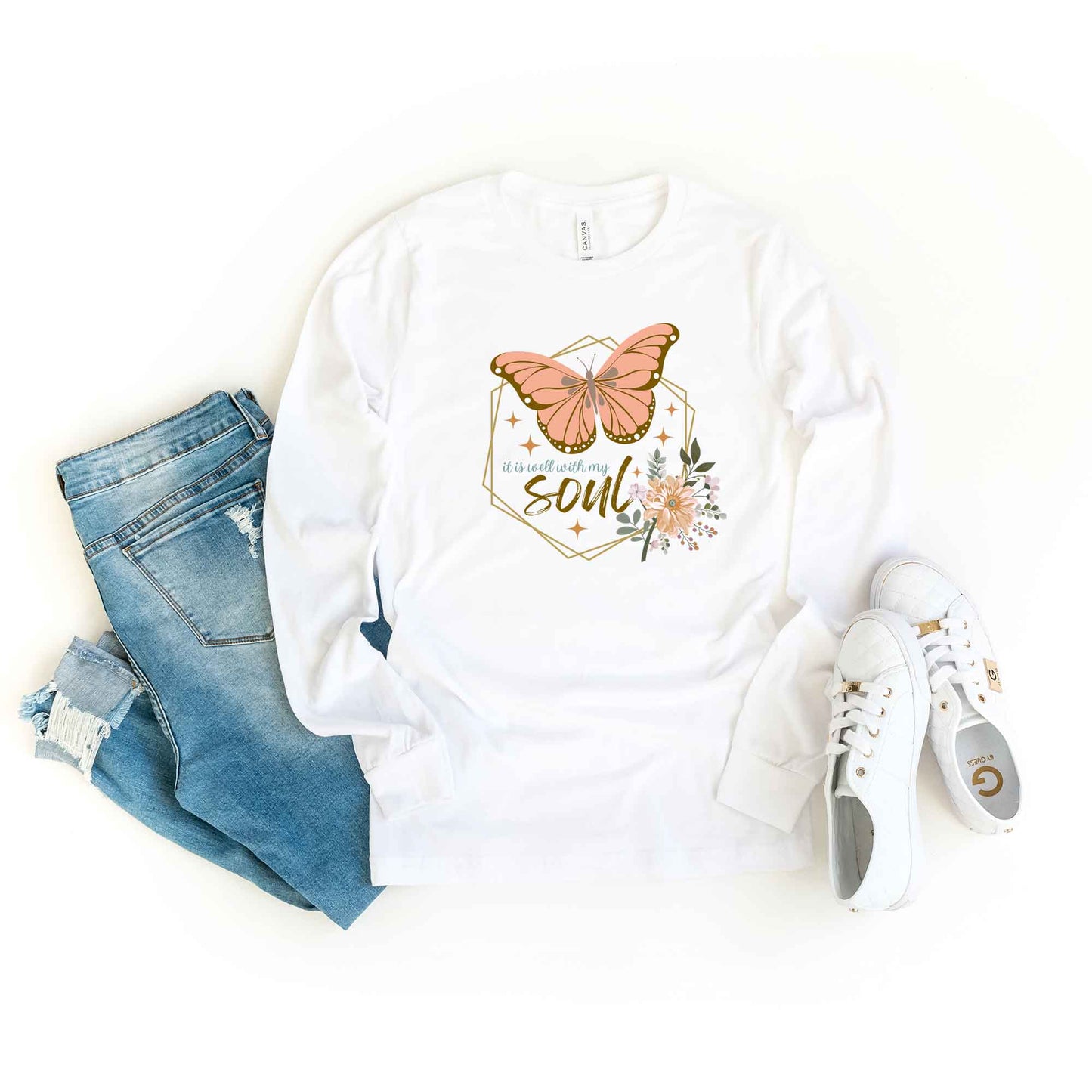 It Is Well Butterfly | Long Sleeve Crew Neck