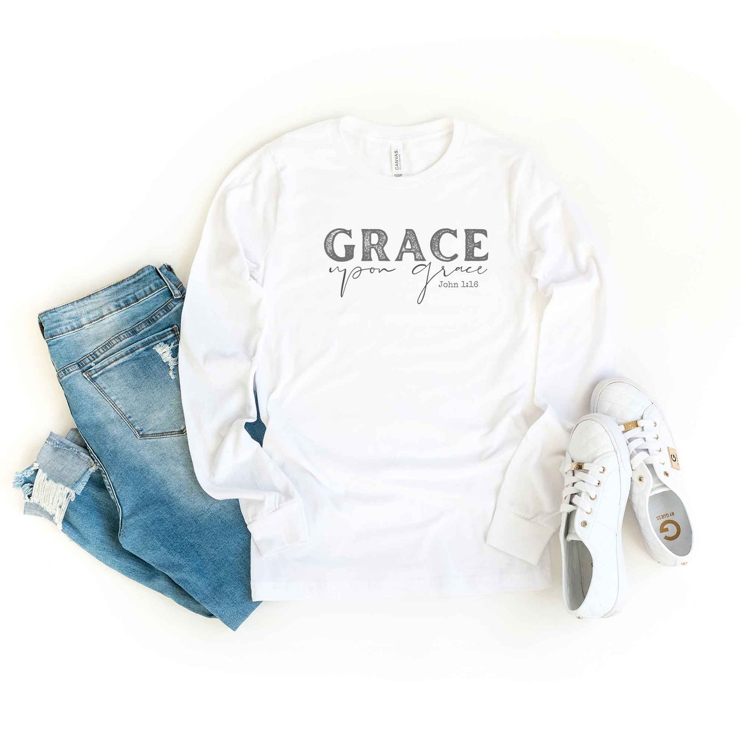 Grace Upon Grace Cursive | Long Sleeve Crew Neck