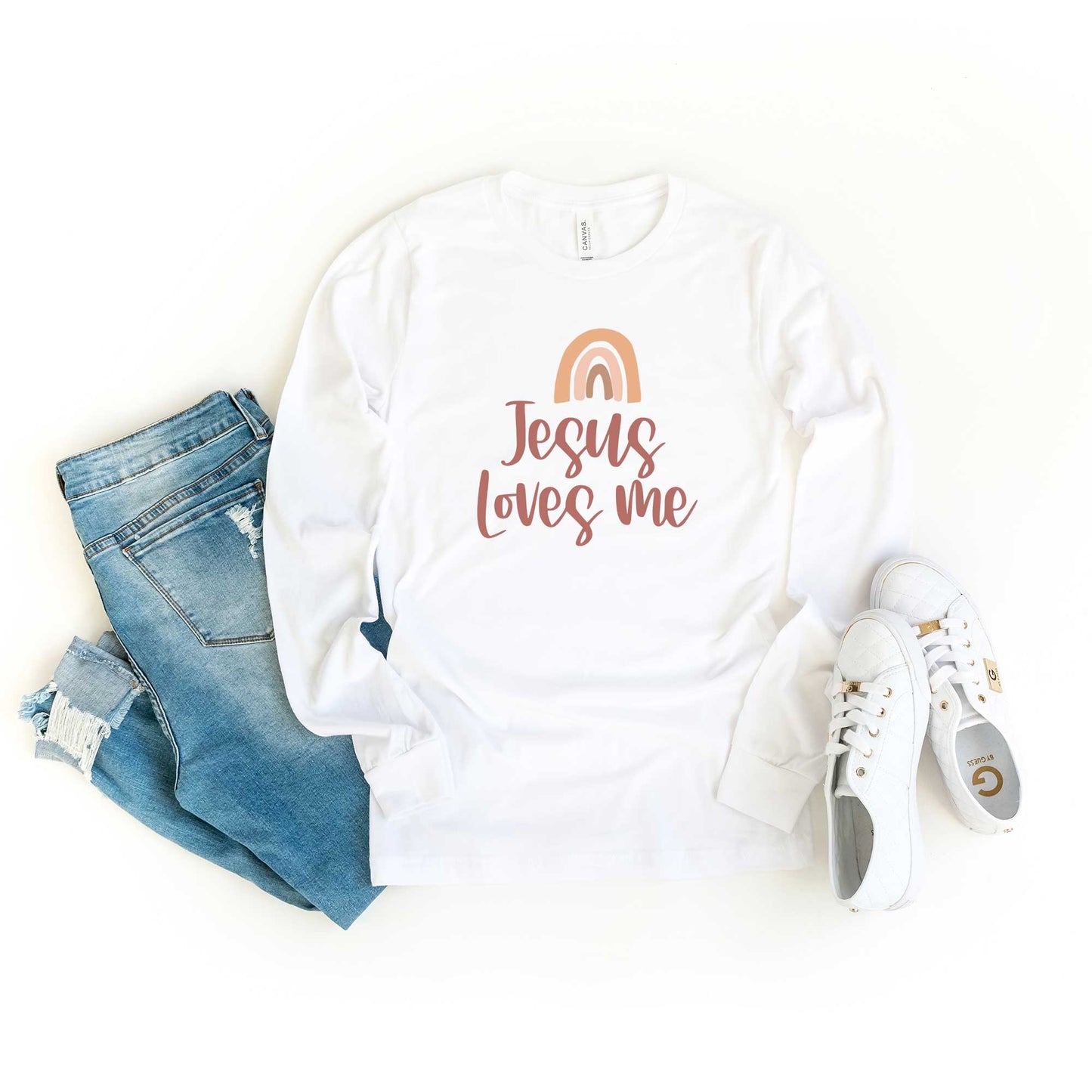 Jesus Loves Me Rainbow | Long Sleeve Crew Neck