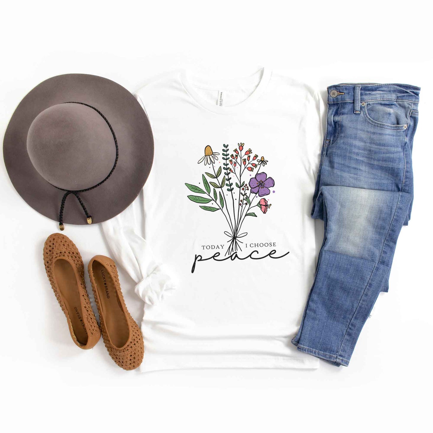 Today I Choose Peace Flowers | Long Sleeve Crew Neck