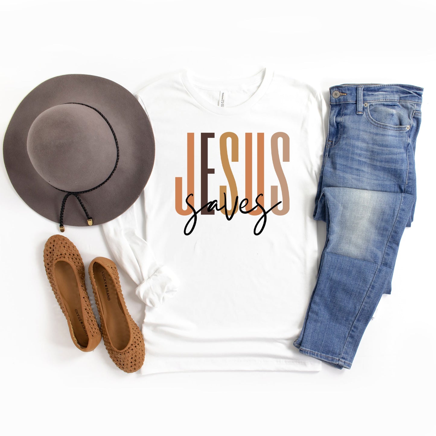 Jesus Saves Cursive | Long Sleeve Crew Neck