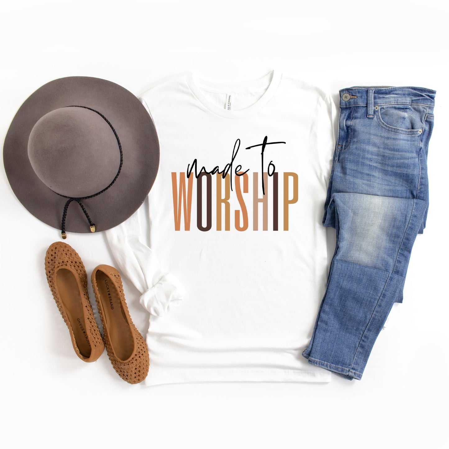 Made To Worship Cursive | Long Sleeve Crew Neck