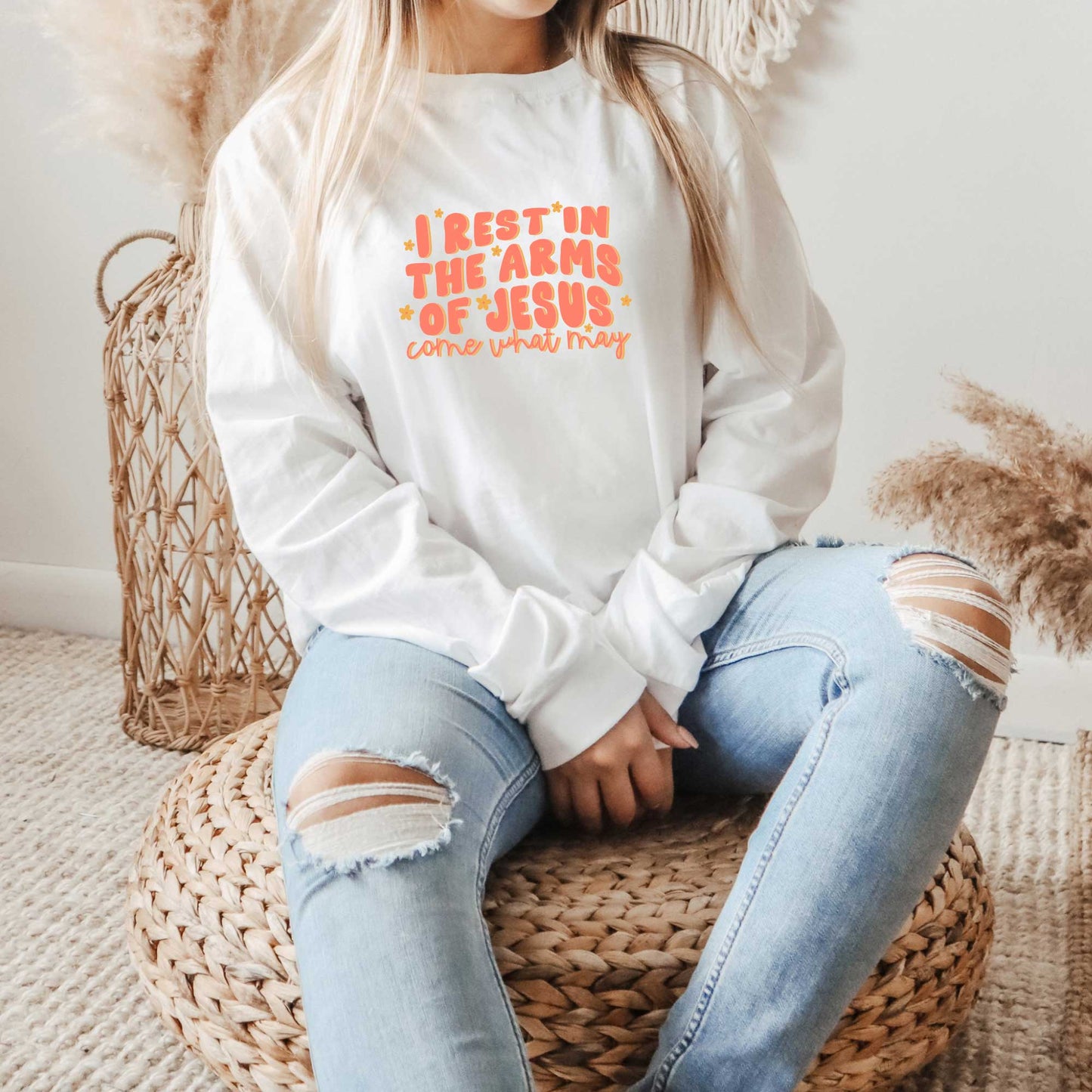 Rest Arms Of Jesus  | Long Sleeve Crew Neck