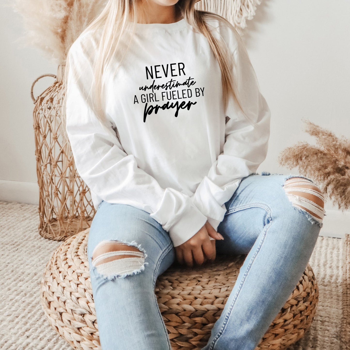 Never Underestimate A Girl | Long Sleeve Crew Neck