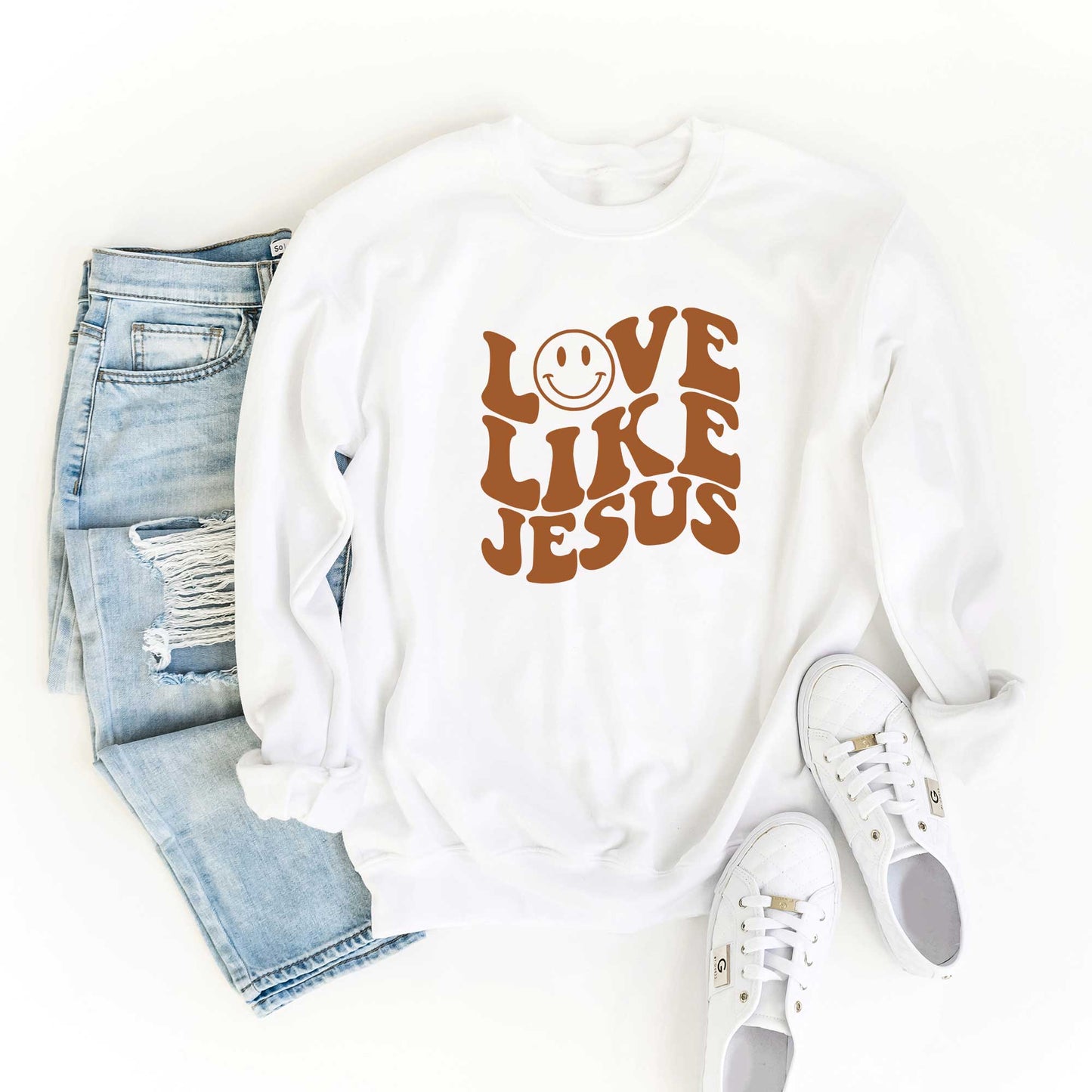 Love Like Jesus Smiley Face | Sweatshirt