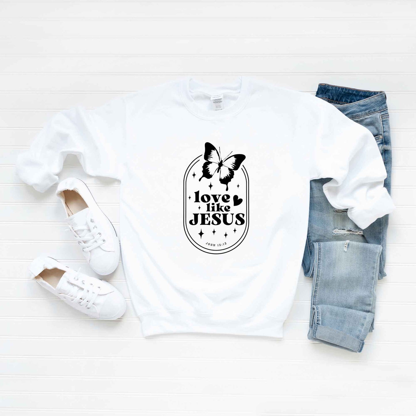 Love Like Jesus Butterfly Oval | Sweatshirt