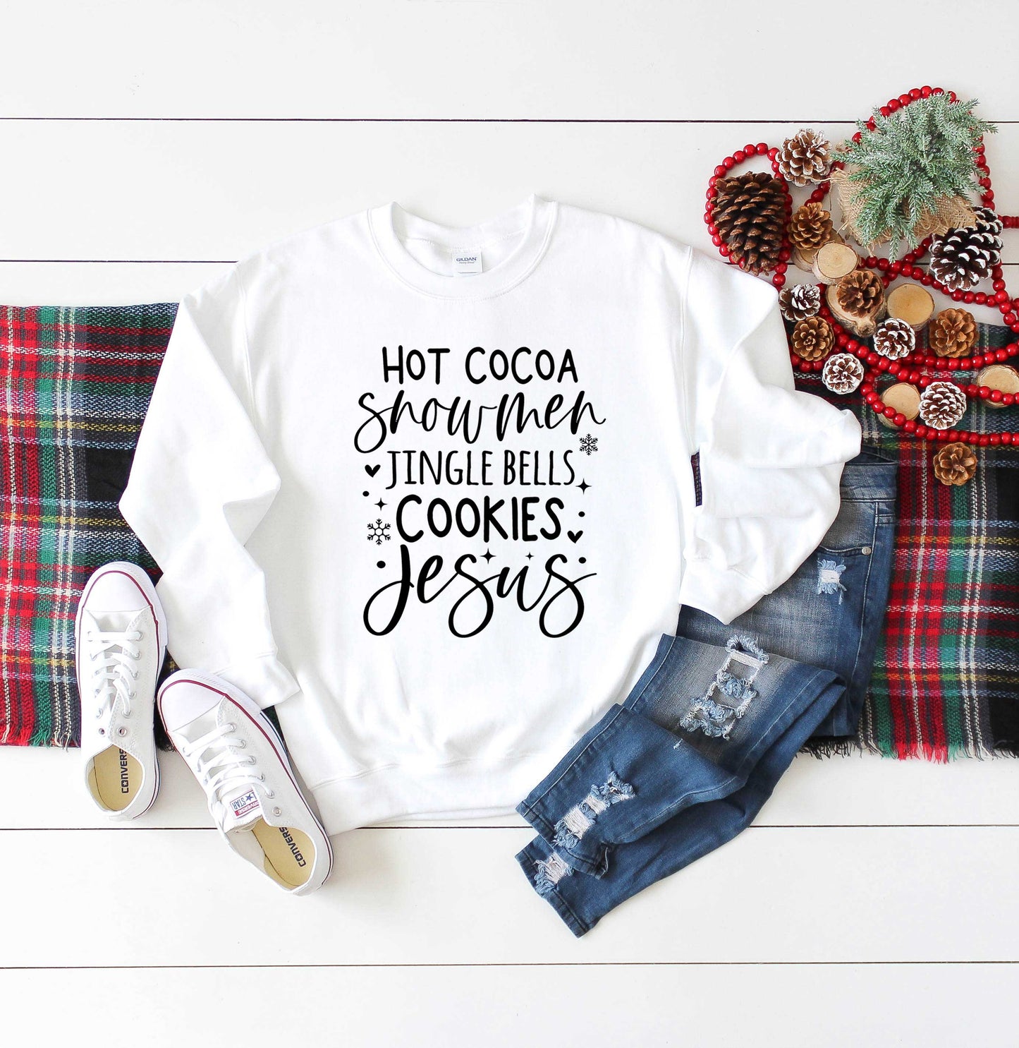 Hot Cocoa Snowmen Jesus | Sweatshirt