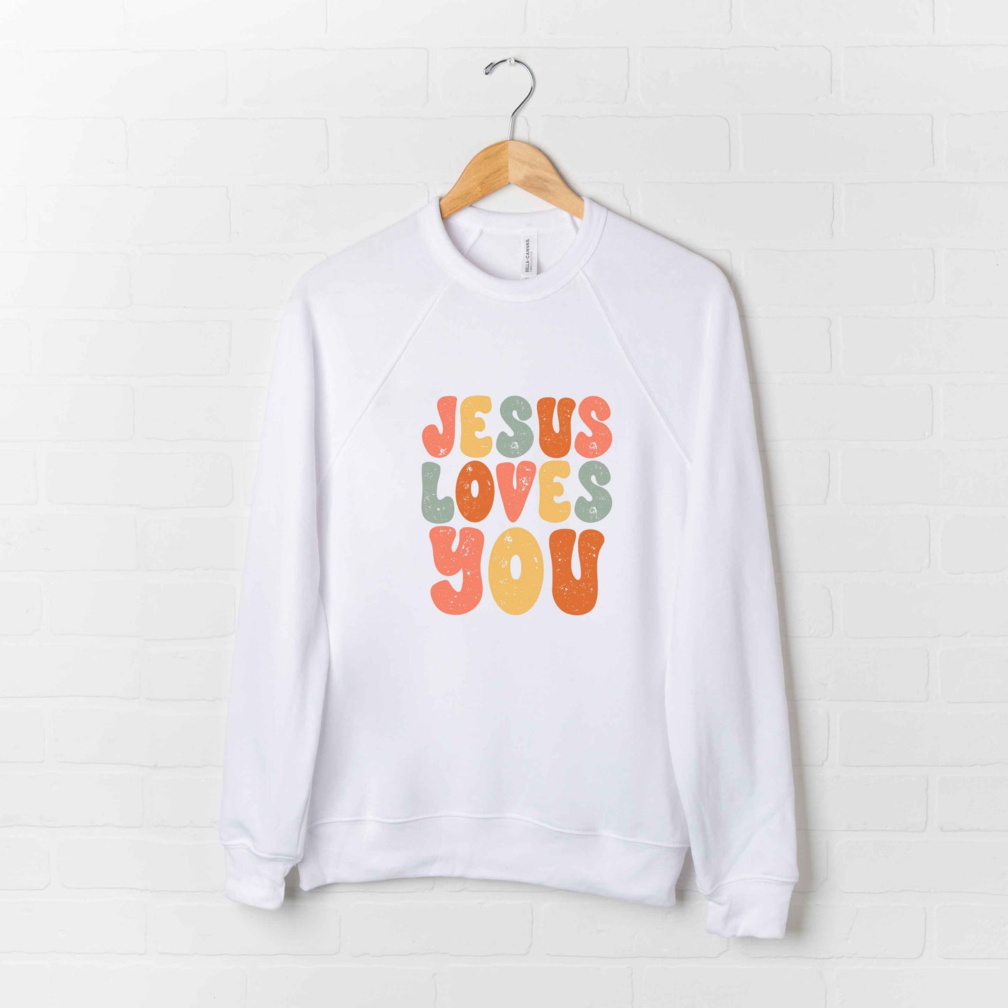 Jesus Loves You Colorful | Bella Canvas Premium Sweatshirt