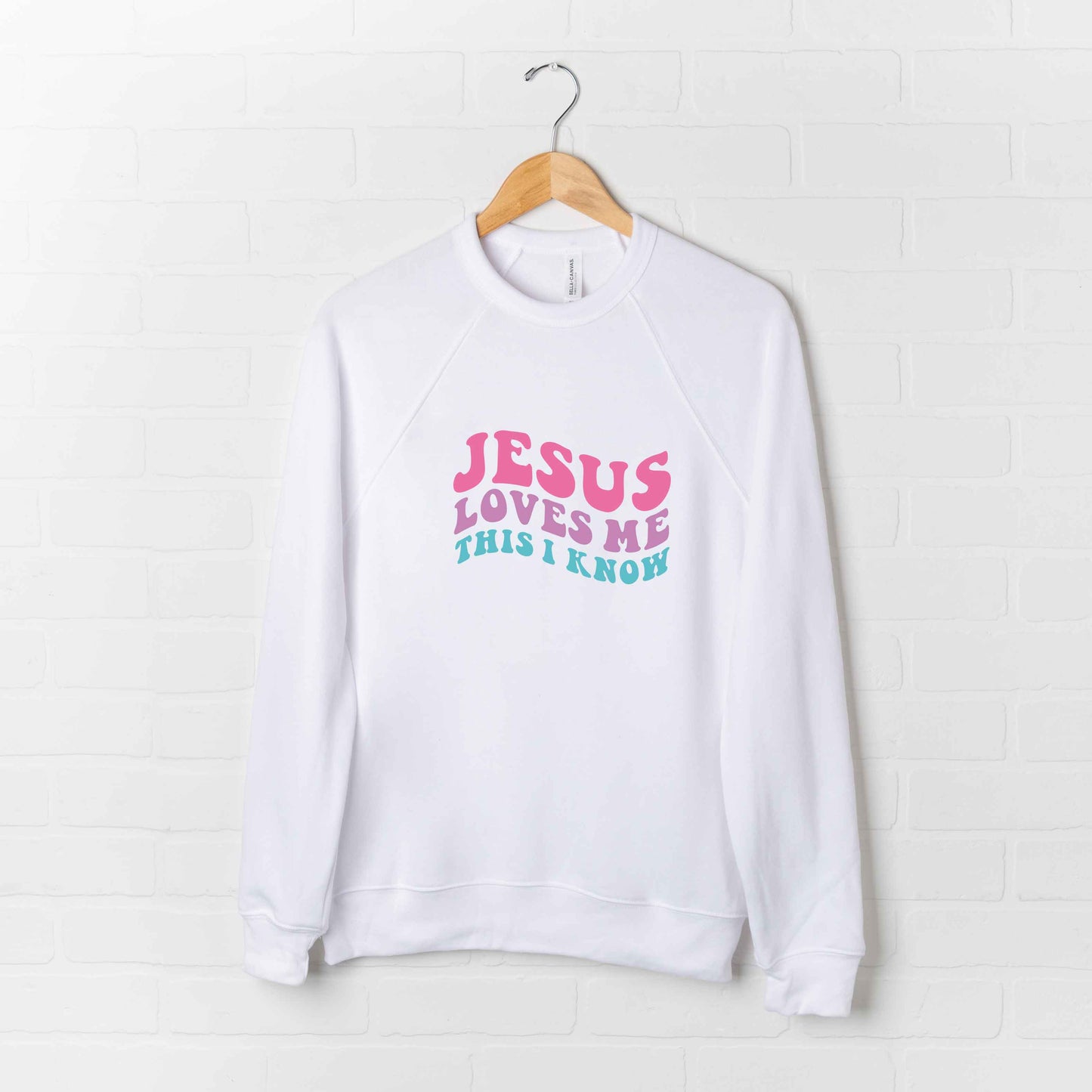 Jesus Loves Me This I Know Wavy | Bella Canvas Premium Sweatshirt