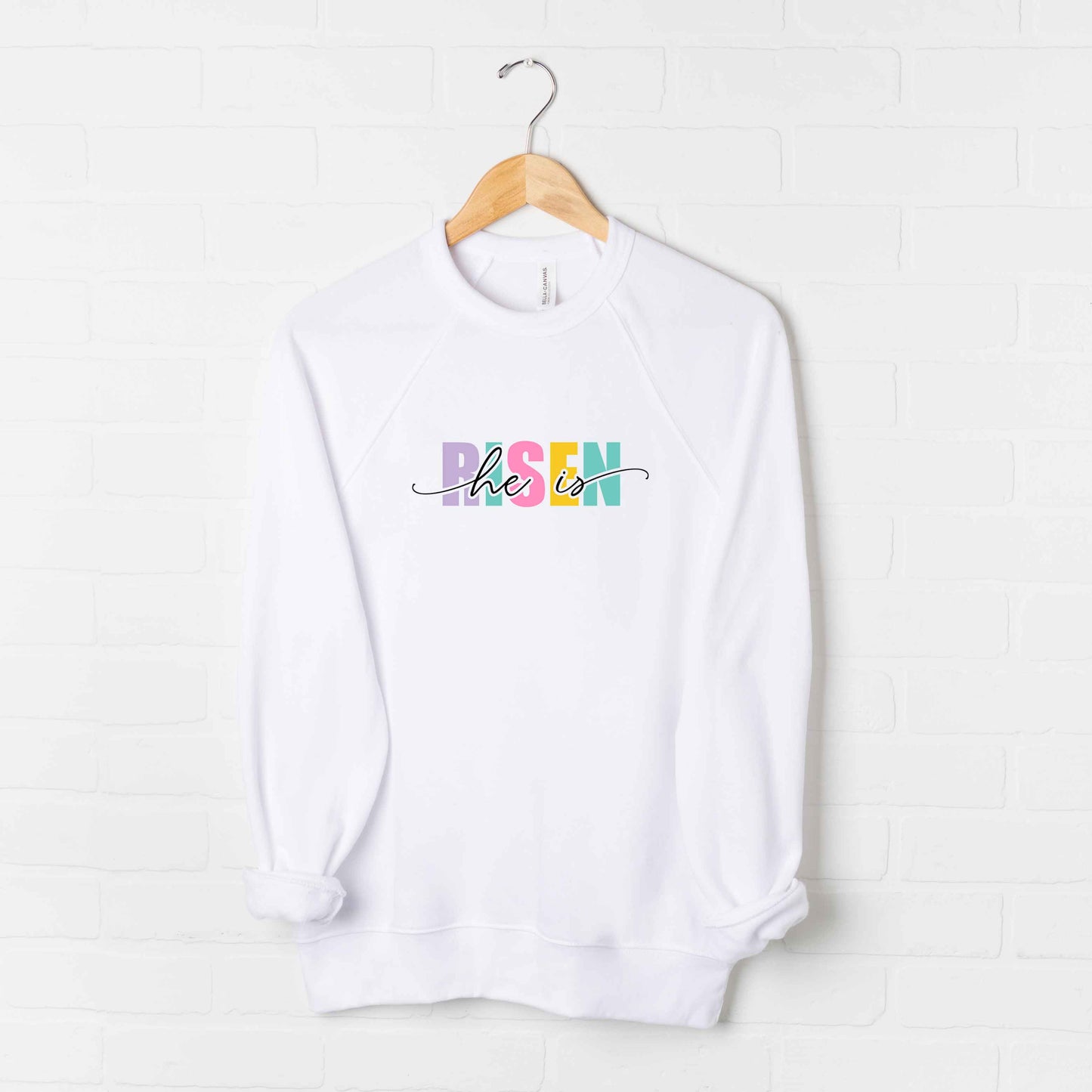 He Is Risen Colorful | Bella Canvas Premium Sweatshirt