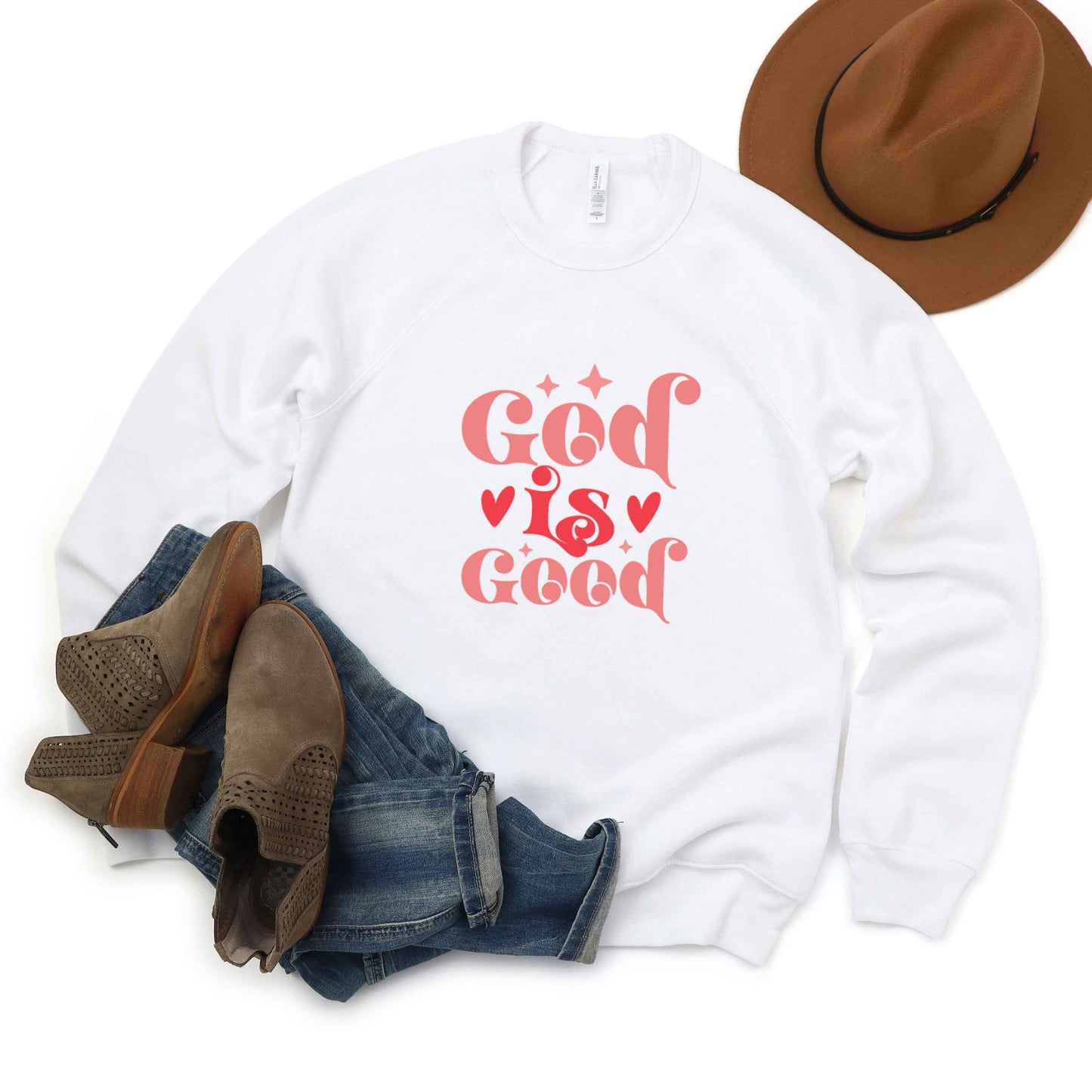 God Is Good Hearts | Bella Canvas Premium Sweatshirt