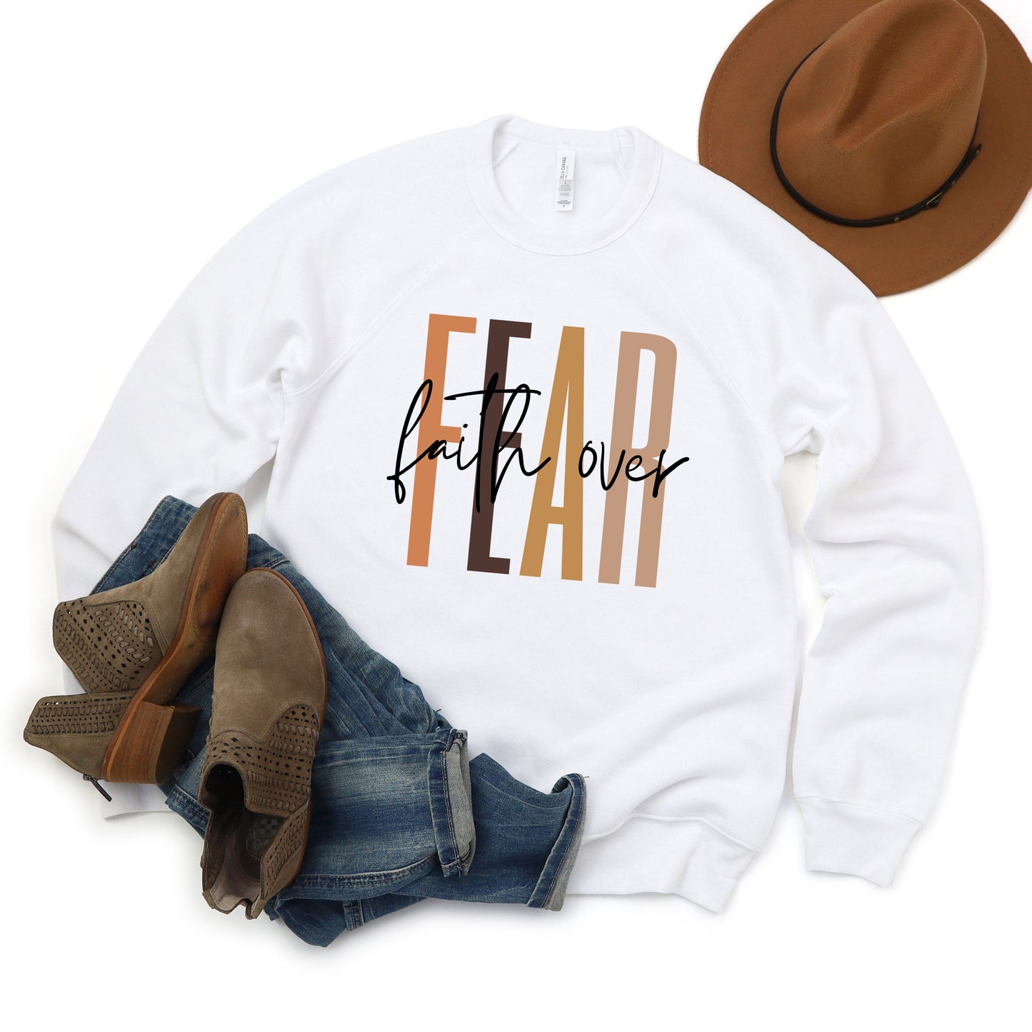 Faith Over Fear Cursive | Bella Canvas Sweatshirt