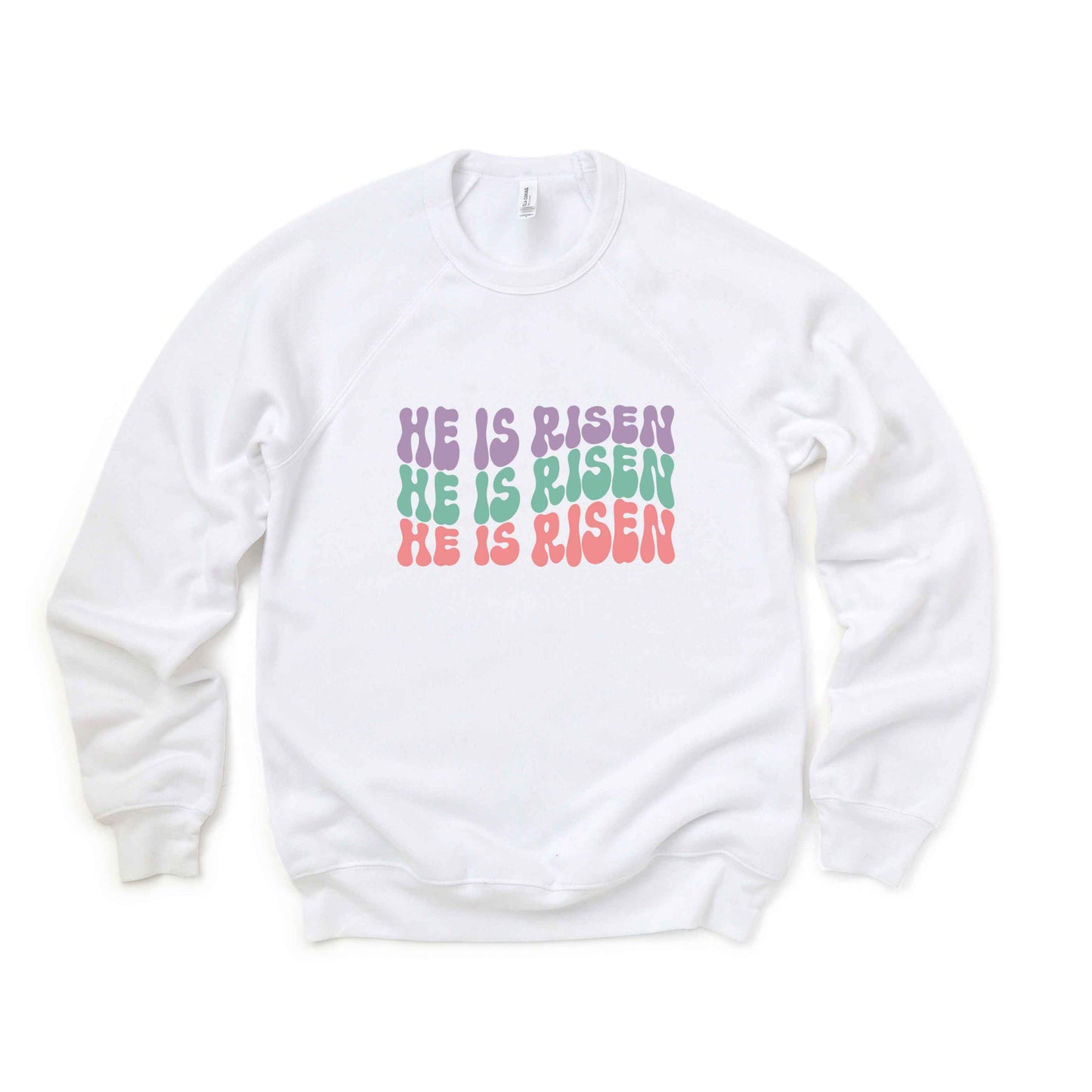 He Is Risen Stacked Wavy Colorful | Bella Canvas Premium Sweatshirt