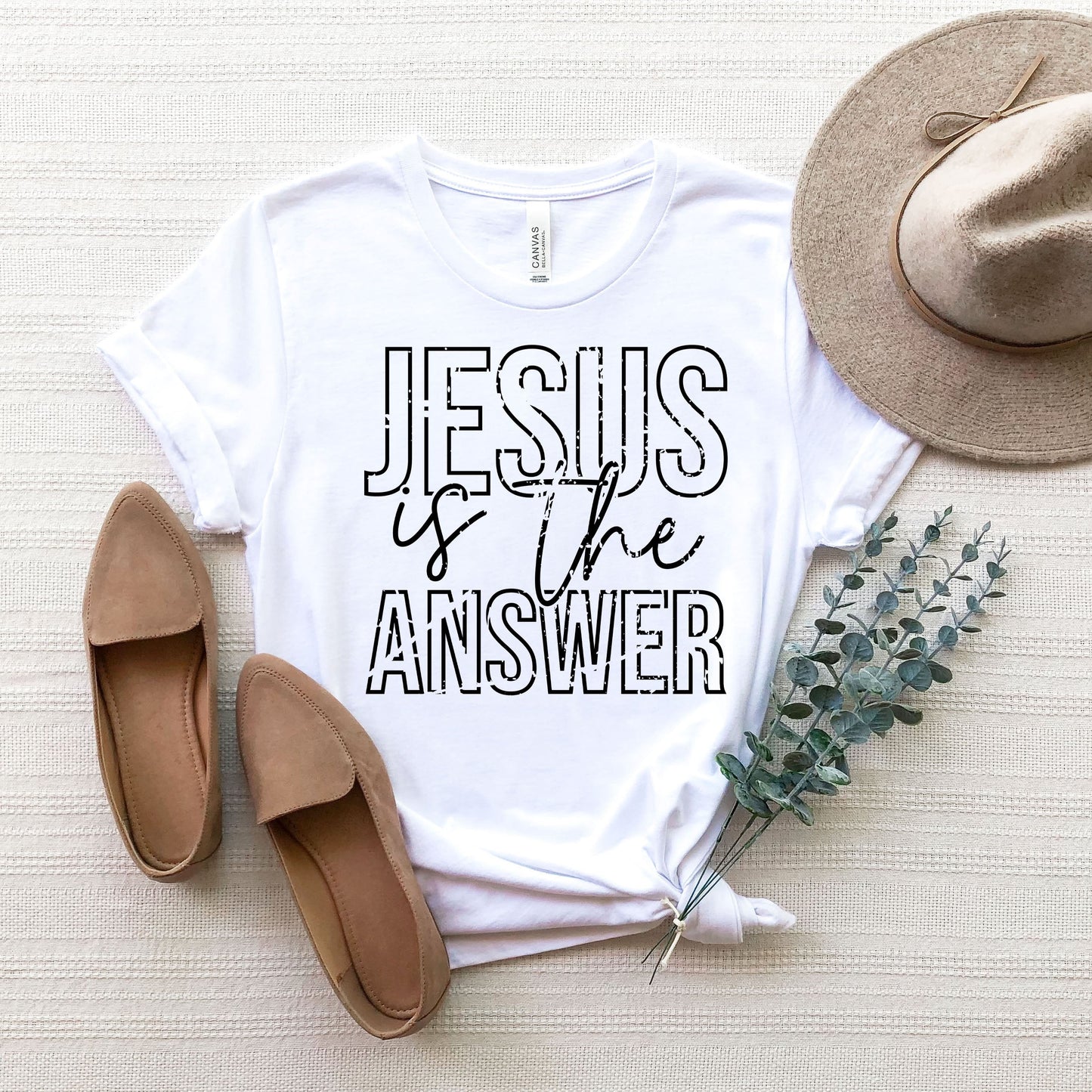 Jesus Is The Answer Block | Short Sleeve Crew Neck