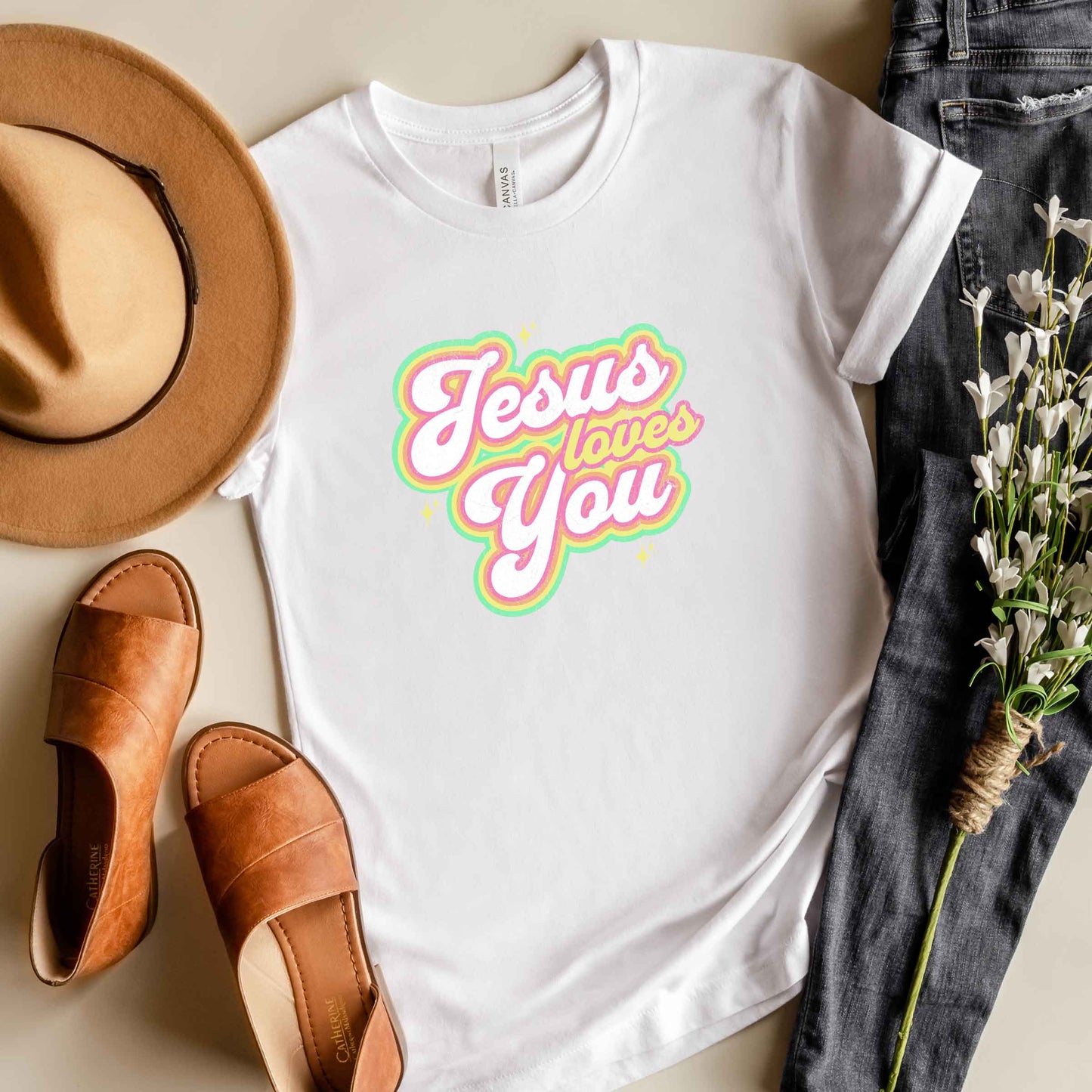 Jesus Loves You Stars | Short Sleeve Crew Neck