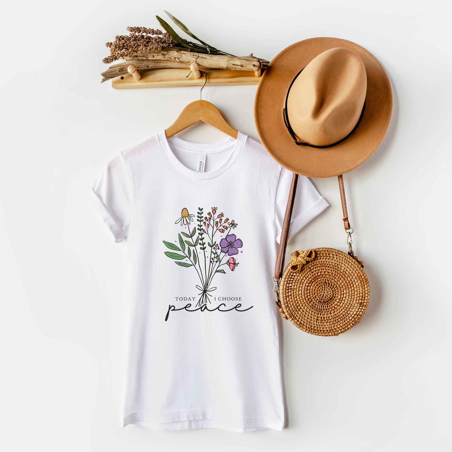 Today I Choose Peace Flowers | Short Sleeve Crew Neck