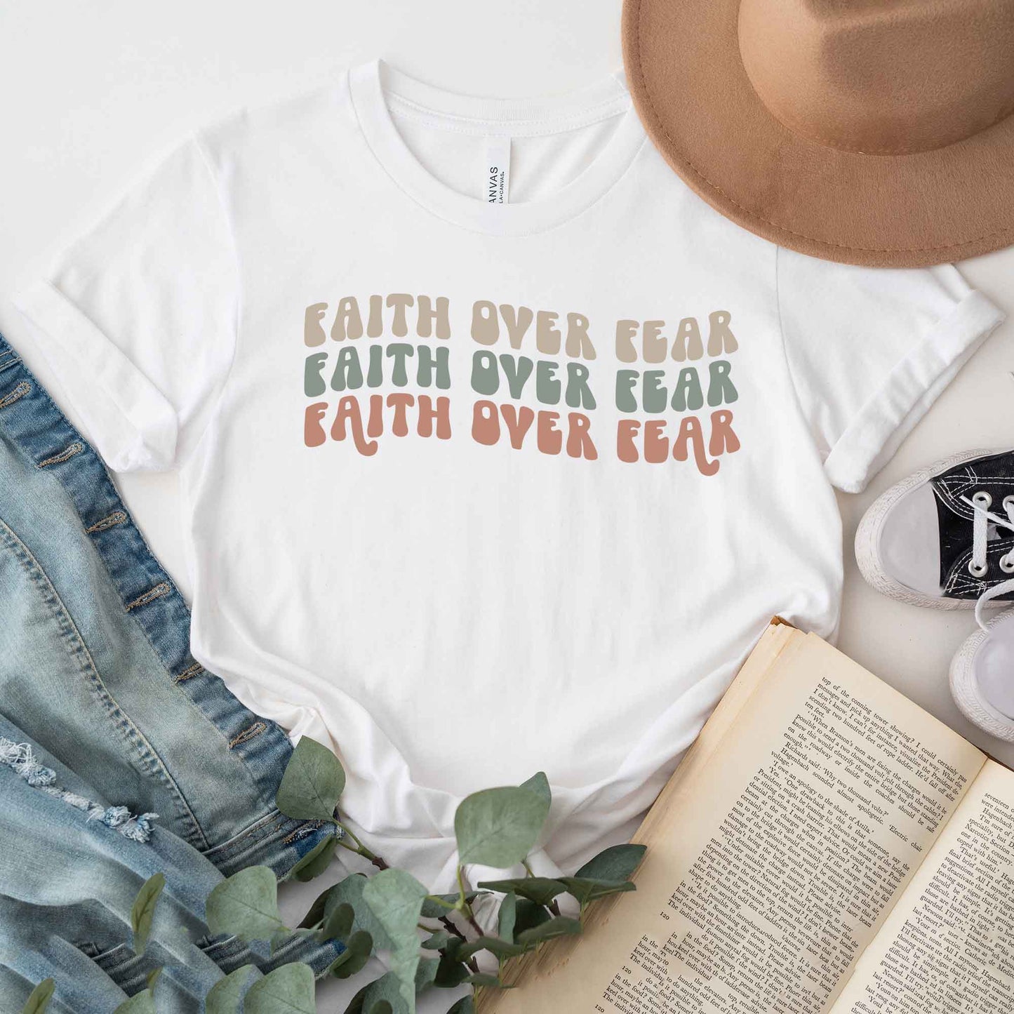 Faith Over Fear Stacked Wavy | Short Sleeve Crew Neck