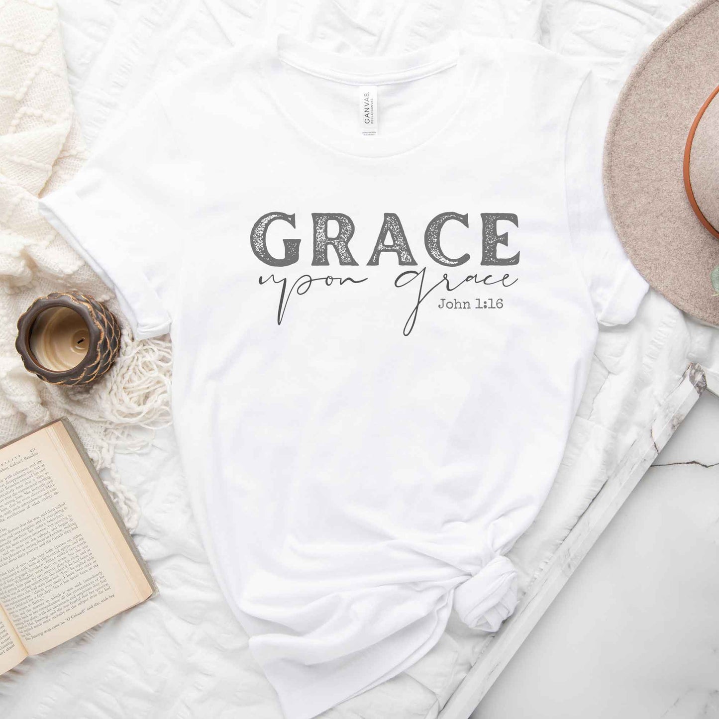 Grace Upon Grace Cursive | Short Sleeve Crew Neck