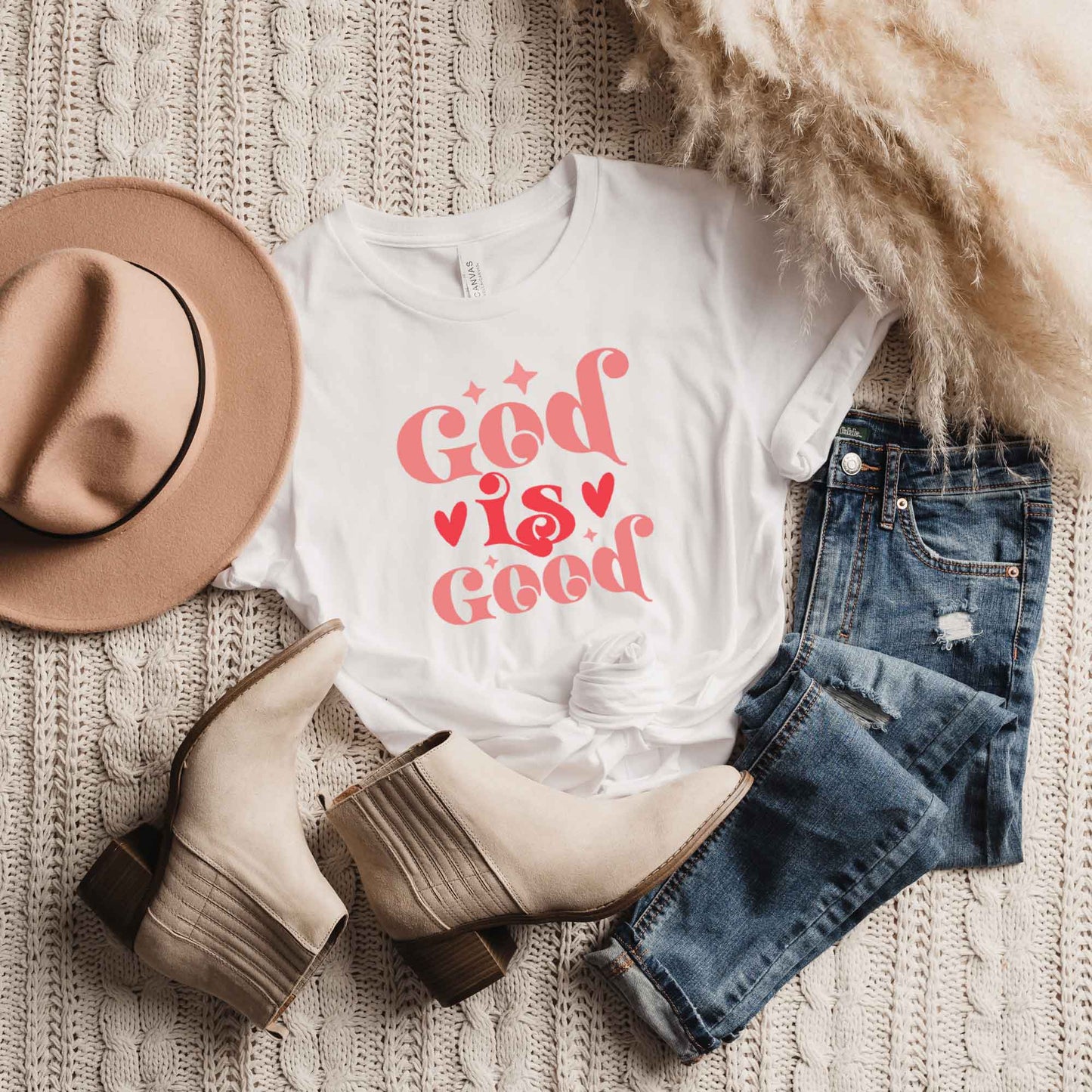 God Is Good Hearts | Short Sleeve Crew Neck